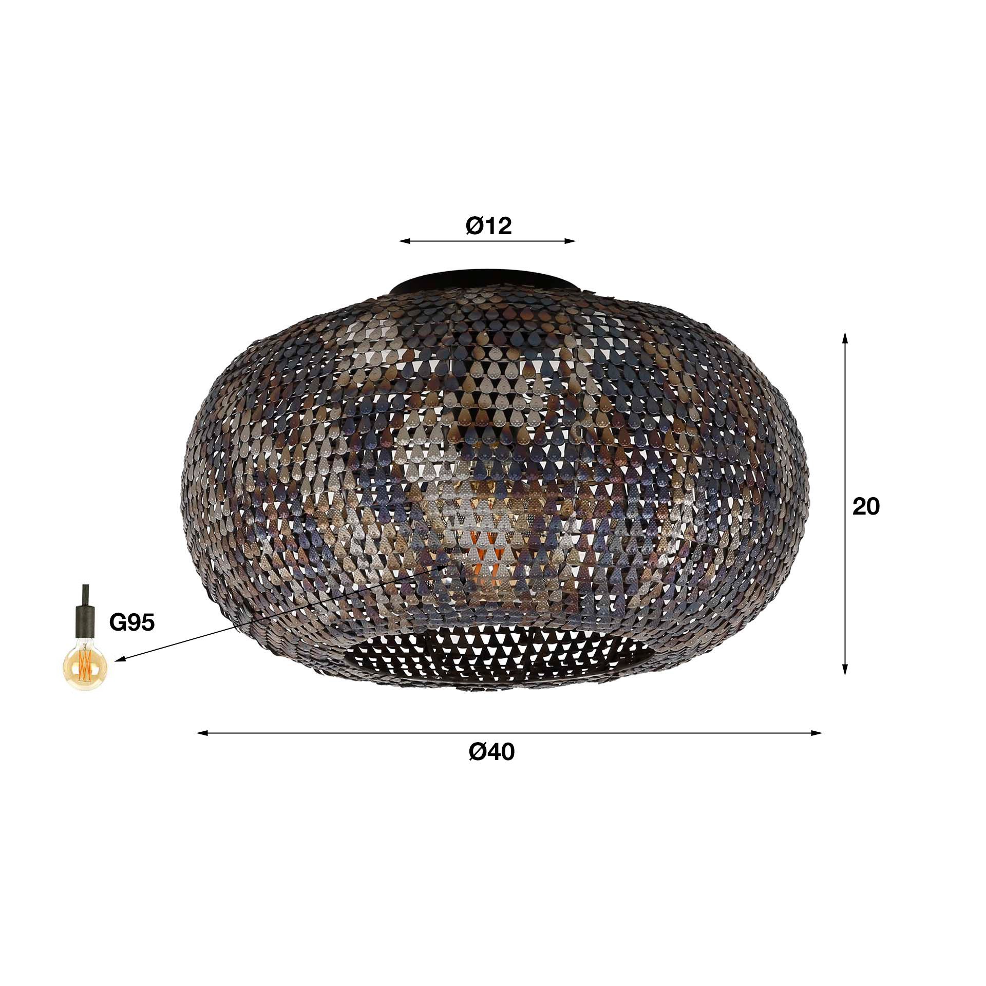 Ceiling lamp Ø40 armor / Black brown