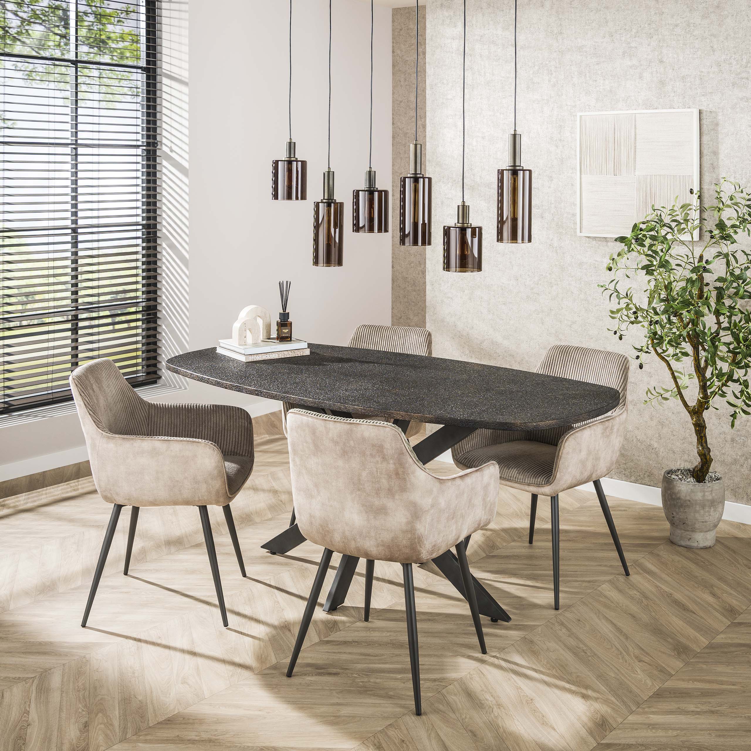 Dining table Metallic Danish oval 180 cm - Gray