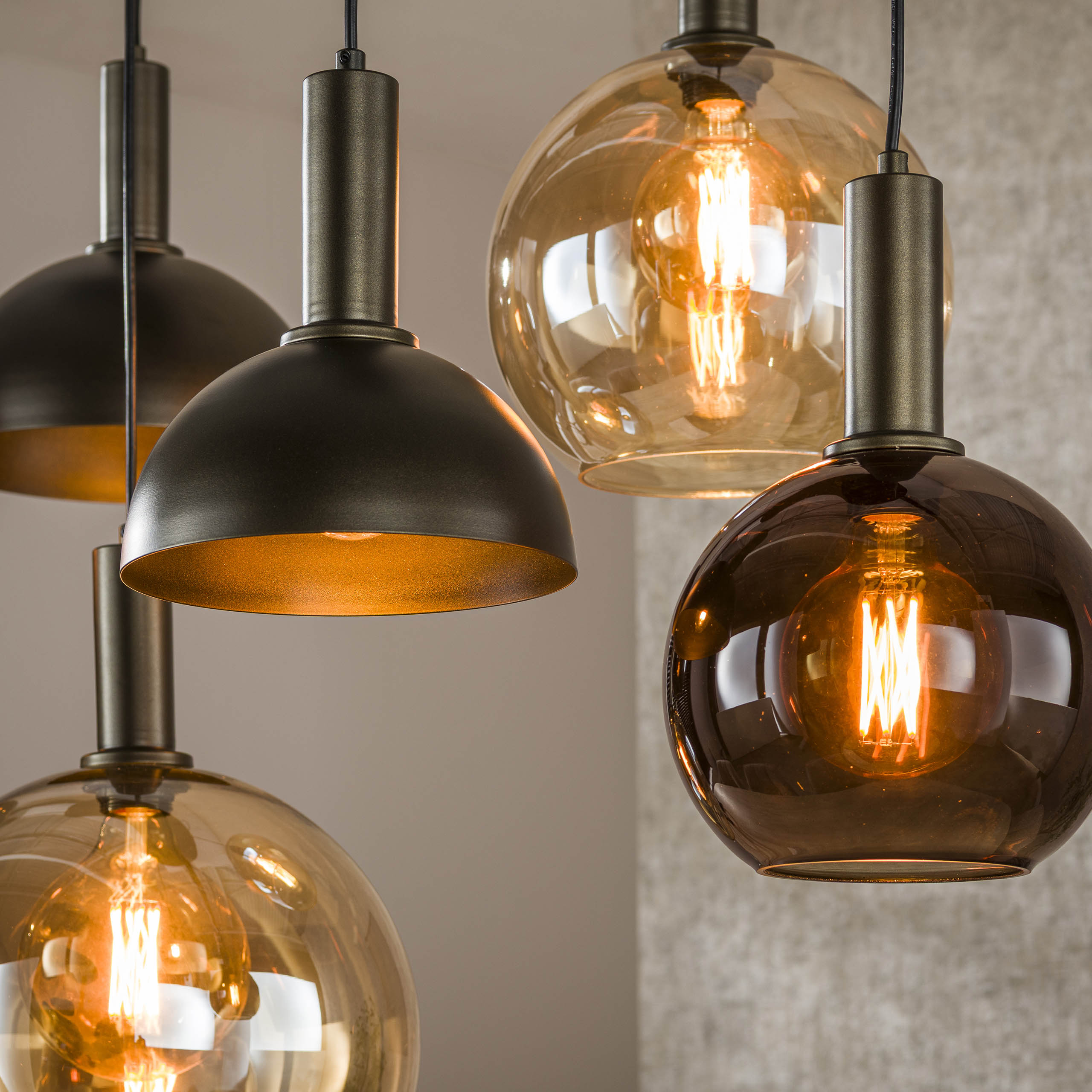 Hanging lamp Cluster 4+3-light Sienna brown