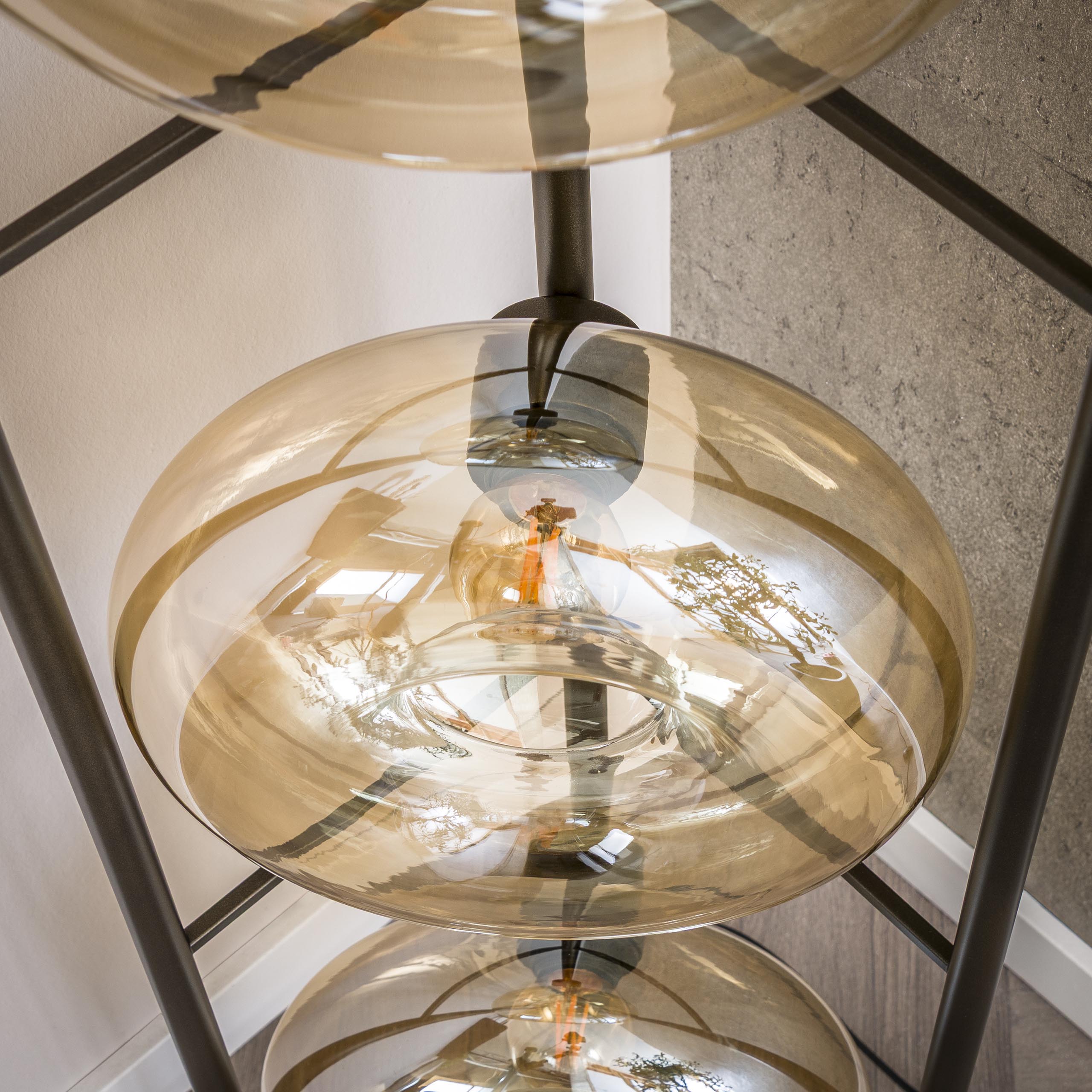 Floor lamp Soll 4-light Amber glass