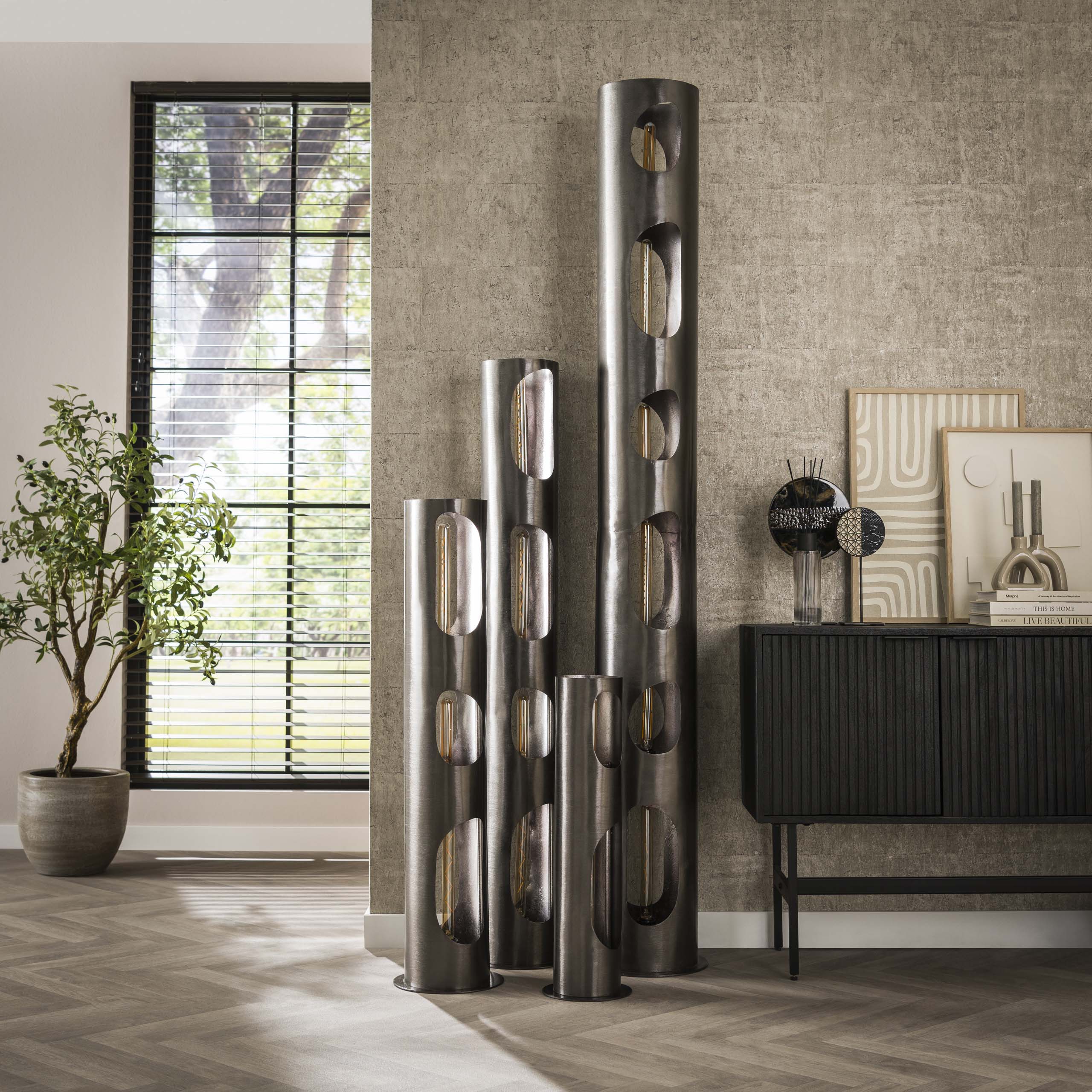 Floor lamp Organic Cylinder 3-light - Black nickel