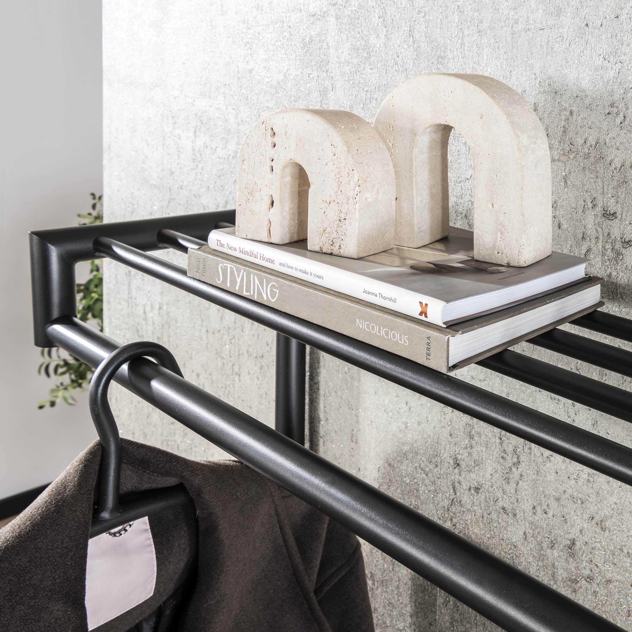 Coat rack Tubo high - 2x10 hooks - Matt dark gray