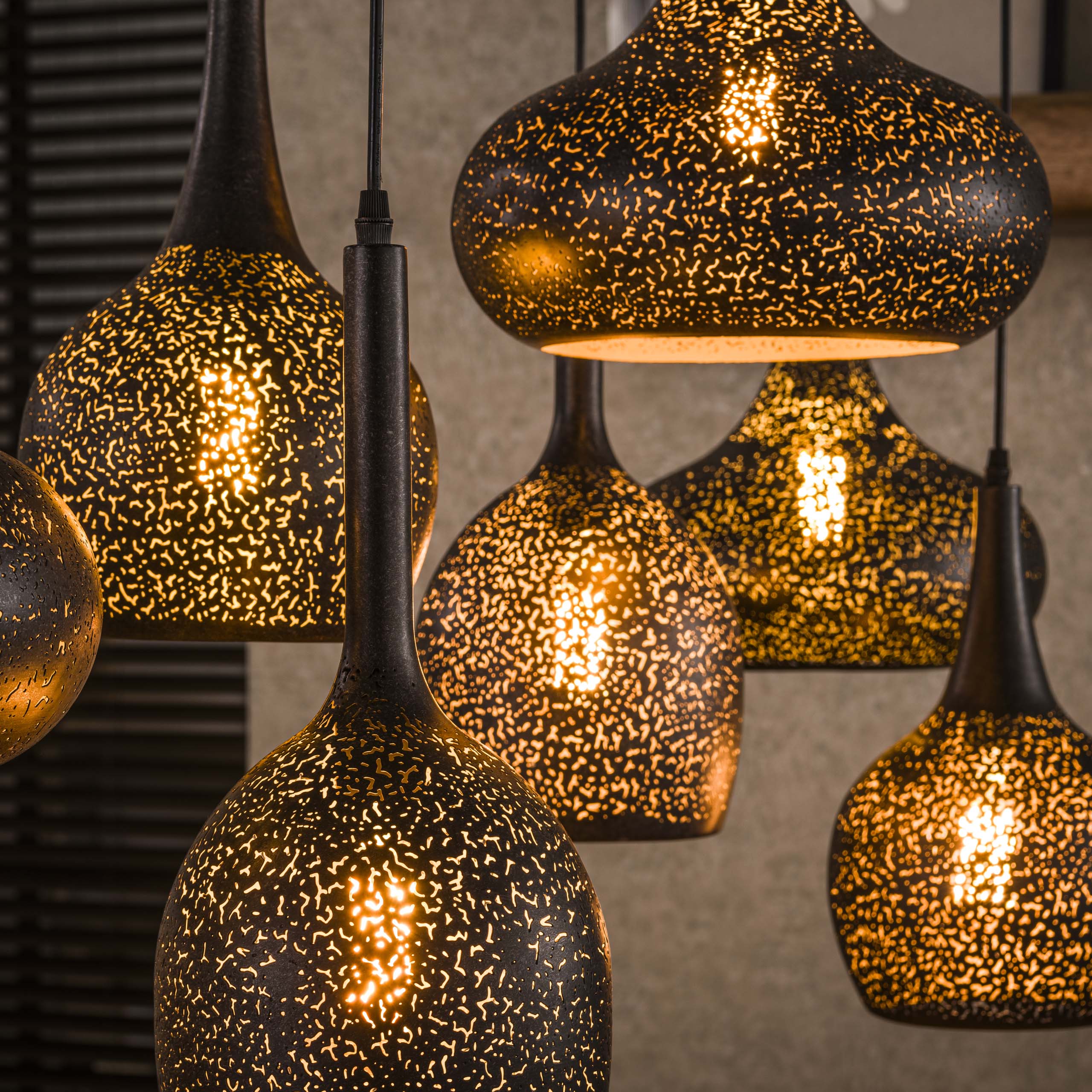 Lámpara colgante 4+3 zip / Artic negro