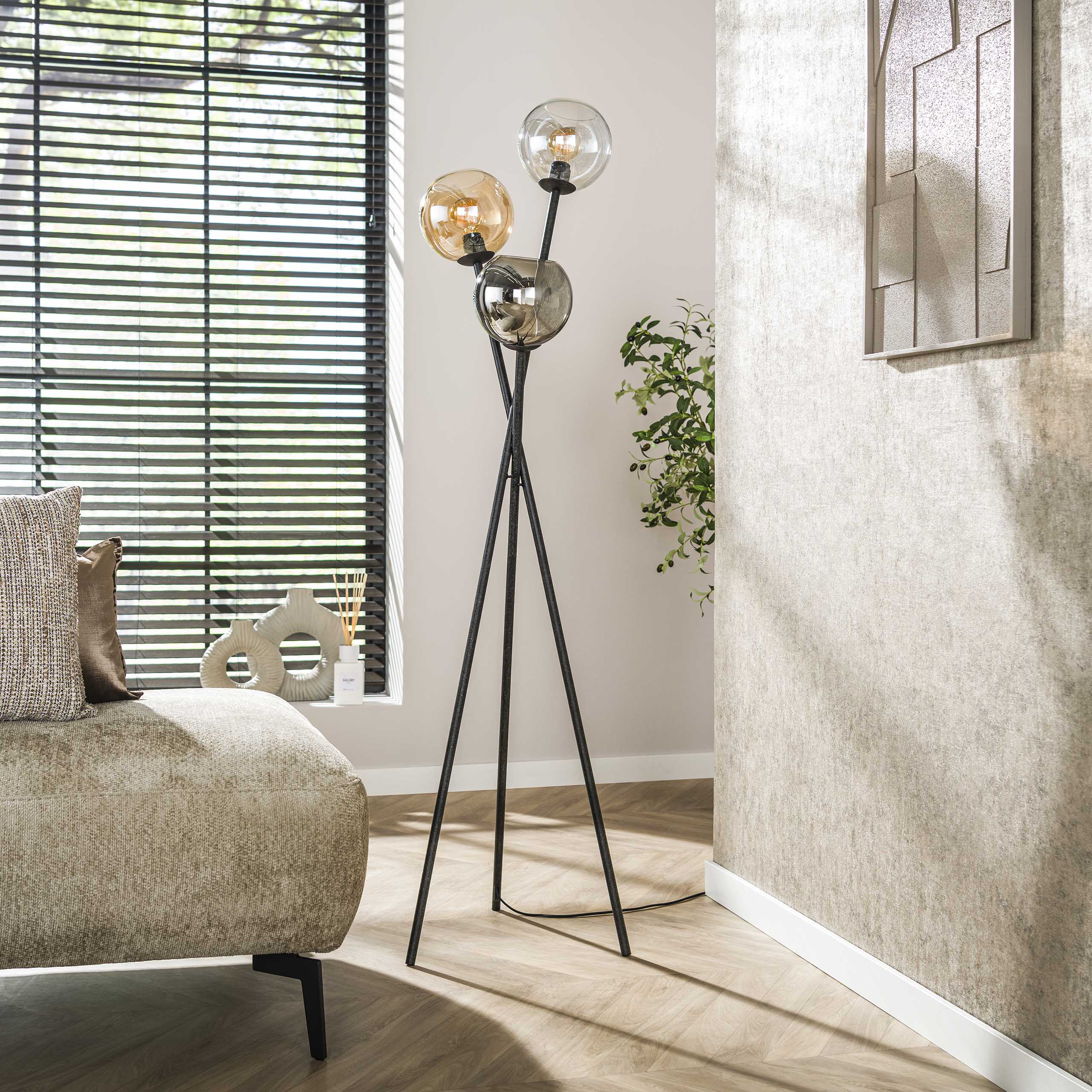 Floor lamp Multi Globe 3-light Artic black