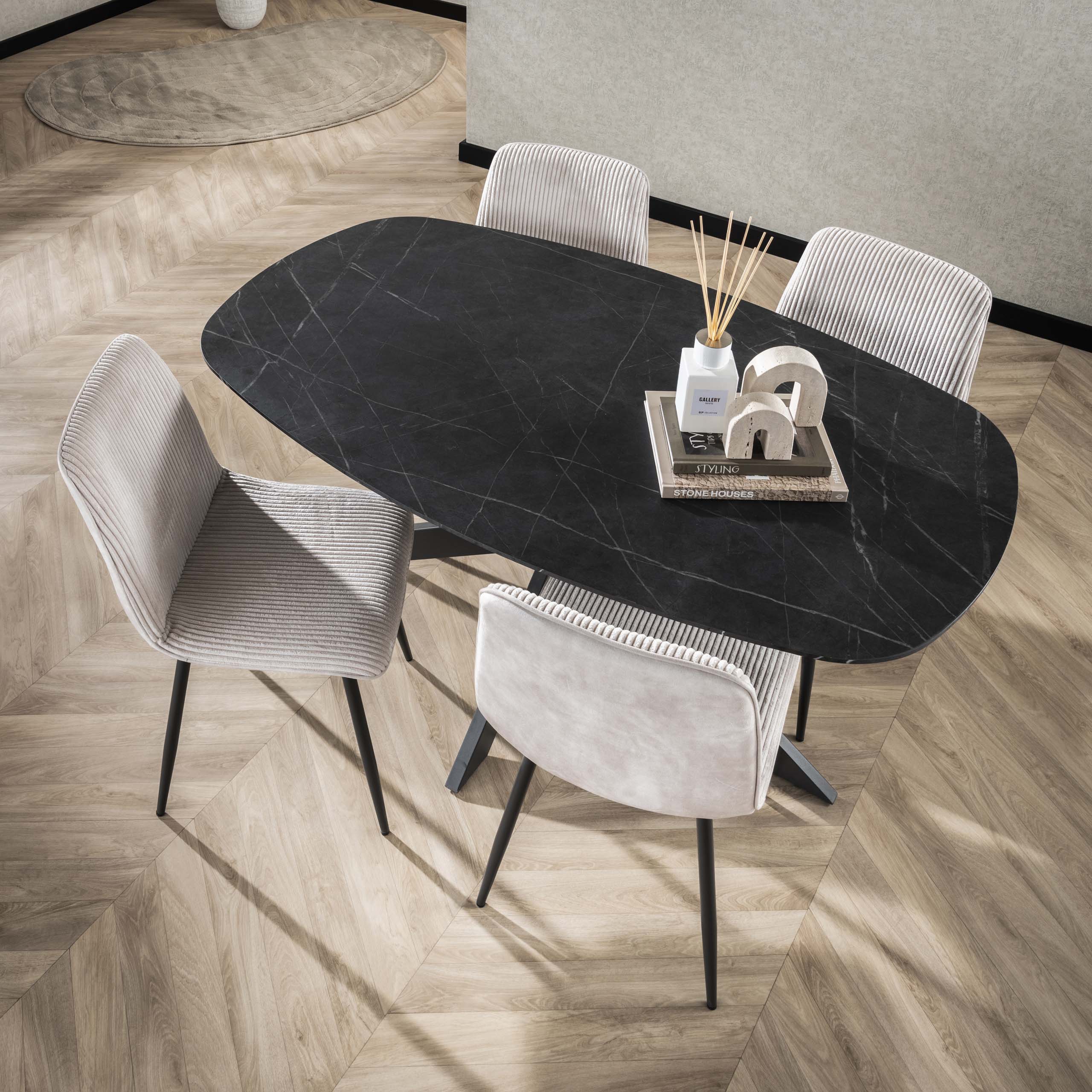 Dining table Onyx Cross Danish oval 150 cm - Graphite
