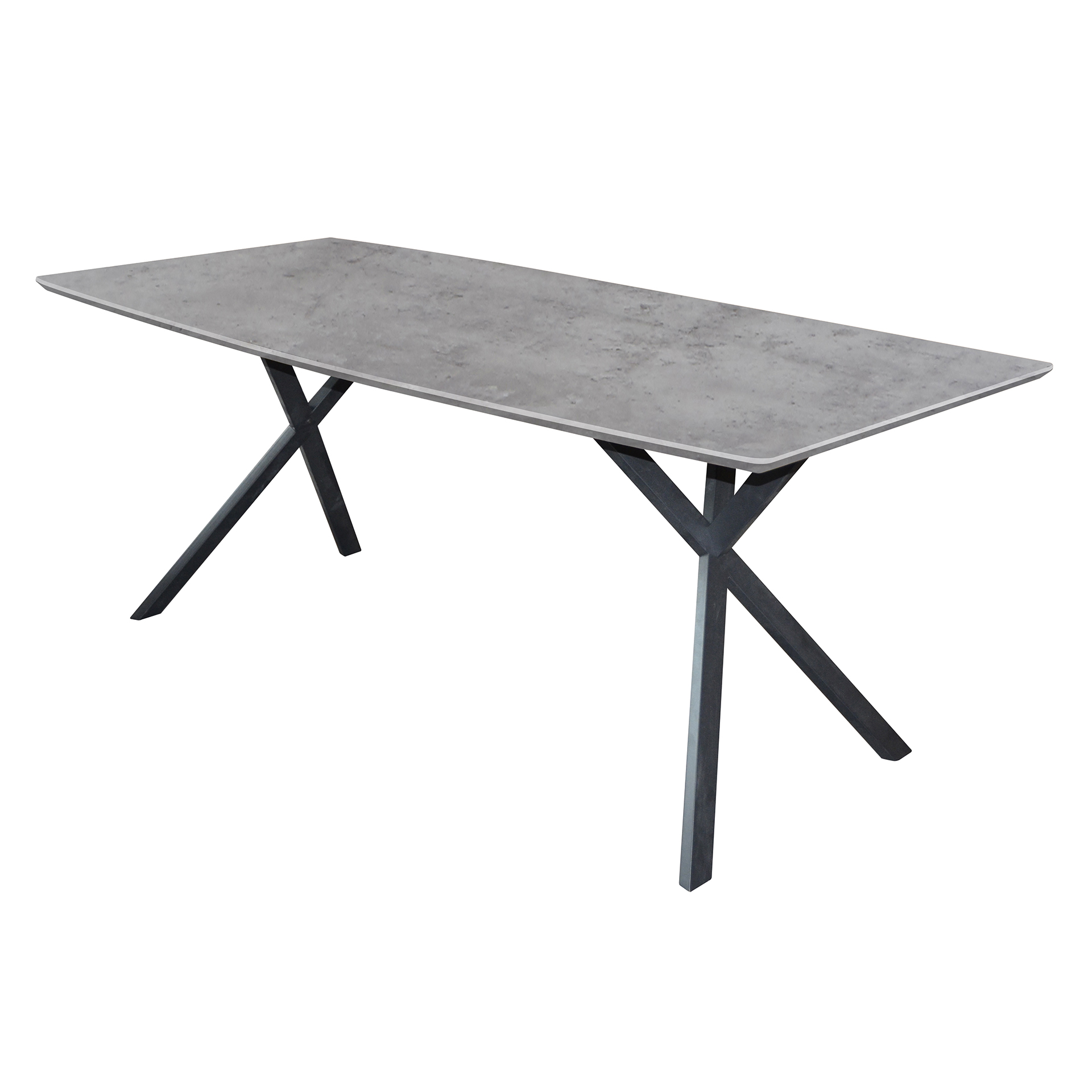 Dining room table 190 oval top black powder-coated frame / 3D concrete look gray