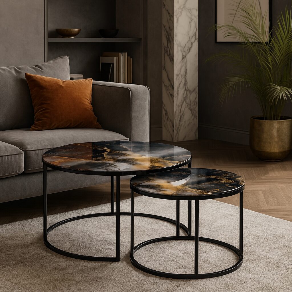 Coffee table Black - Abstract Marble