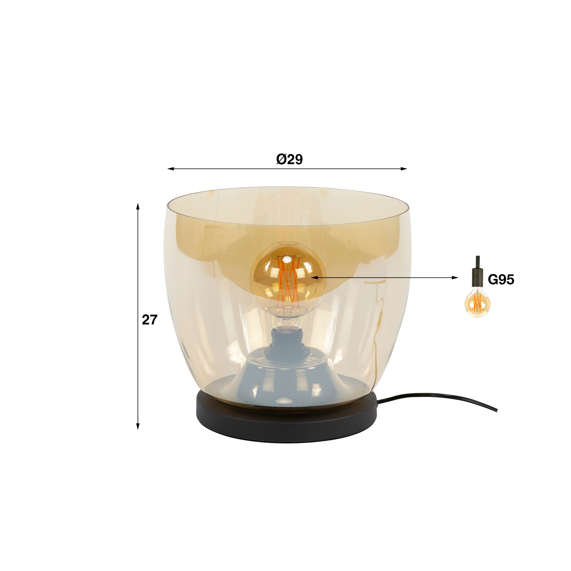 Floor lamp UP L 1-light - Amber glass