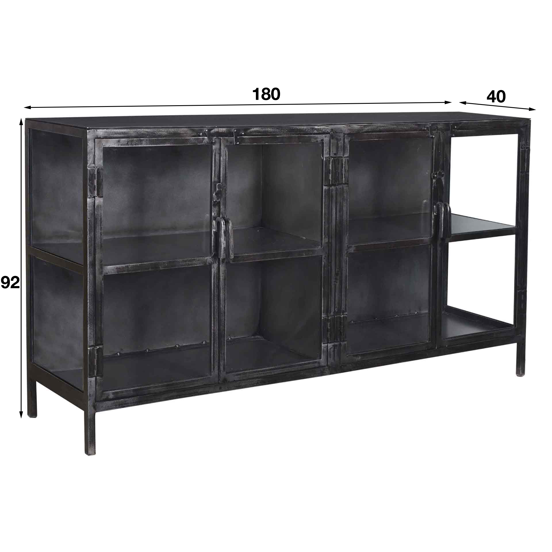 Sideboard Rift metal 4 doors / Gun metal