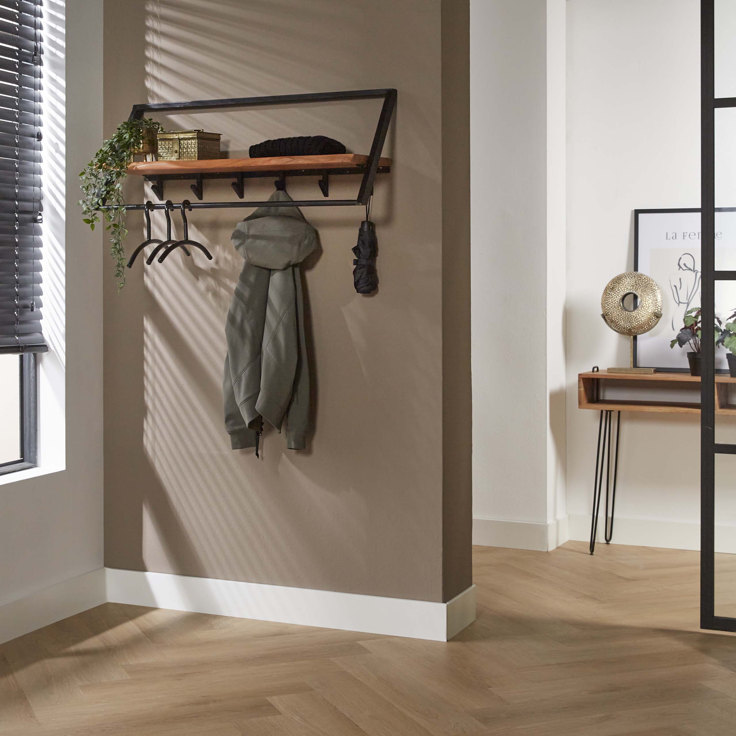 Coat rack Lean - 6 hooks - Solid acacia