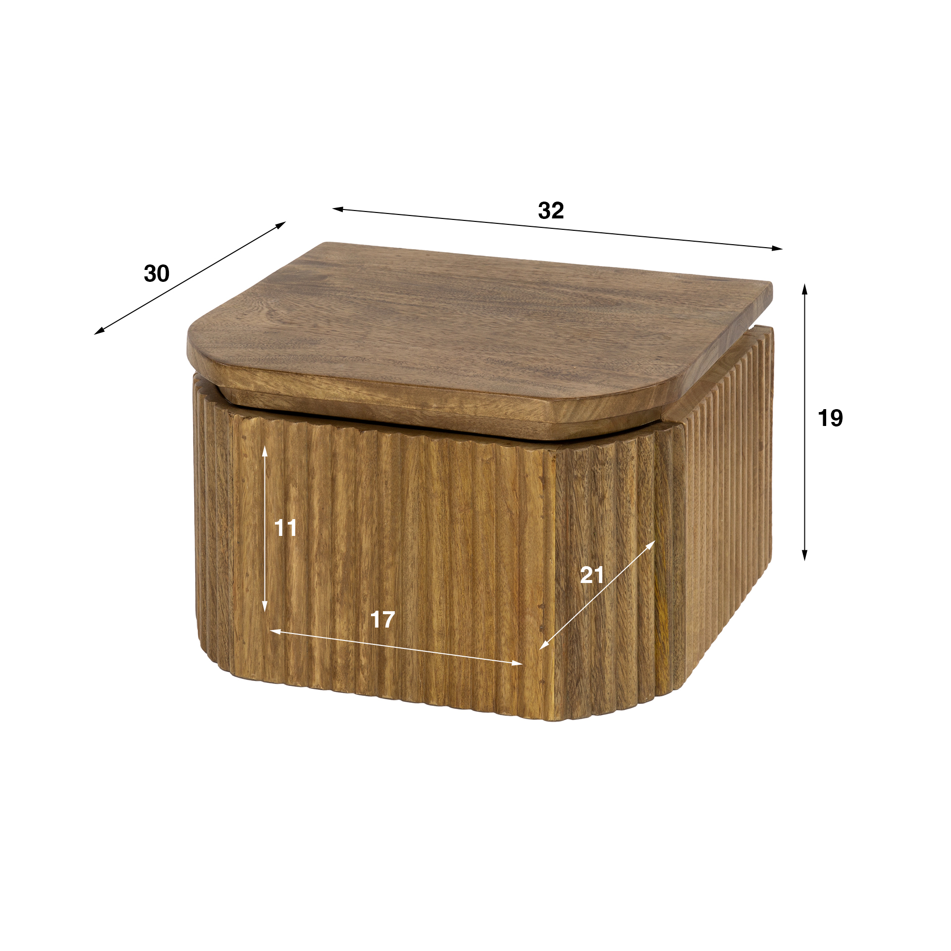 Bedside table Wave XS floating 1 drawer - Solid mango sand color