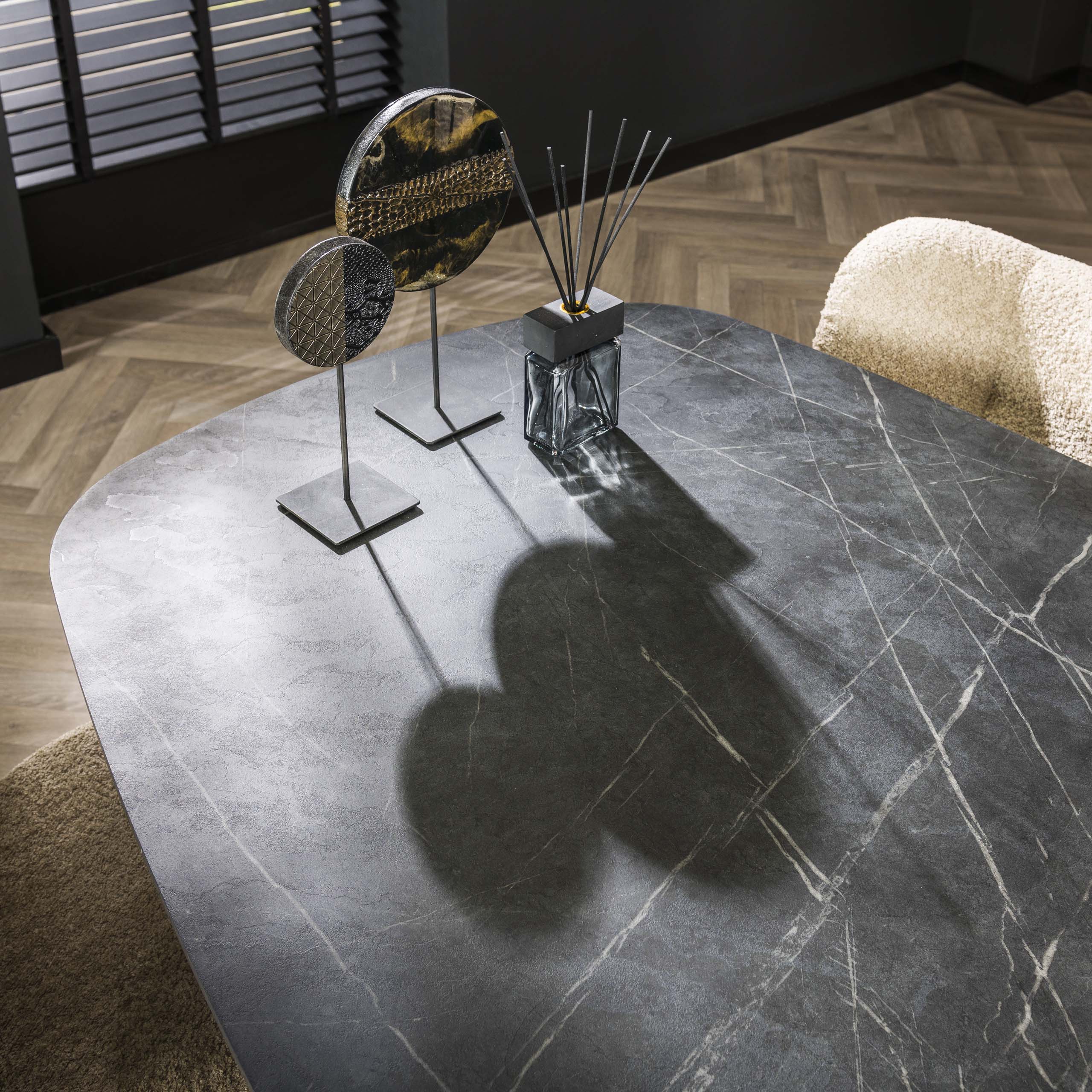 Dining room table 215 danish oval / 3D Melamine slate stone