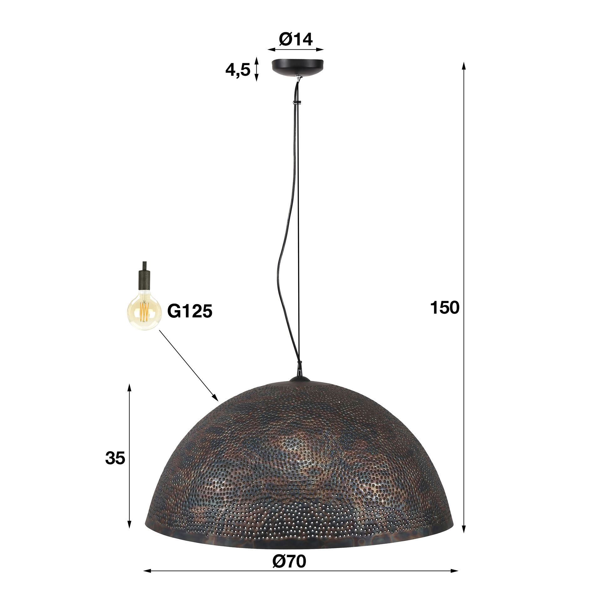 Hanging lamp 2L Punch Bulge