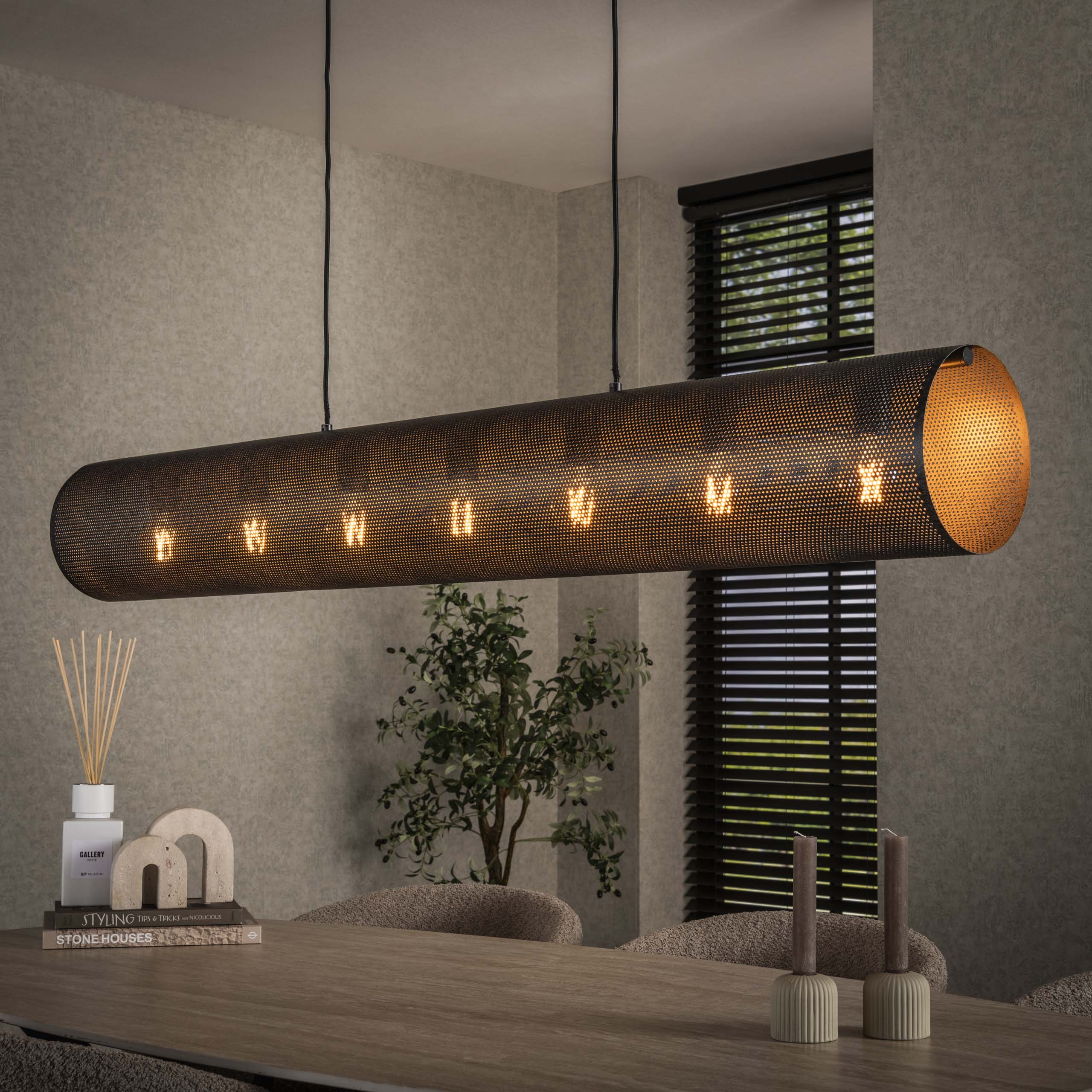 Lámpara colgante Tubon Mesh 7 luces Artic negro