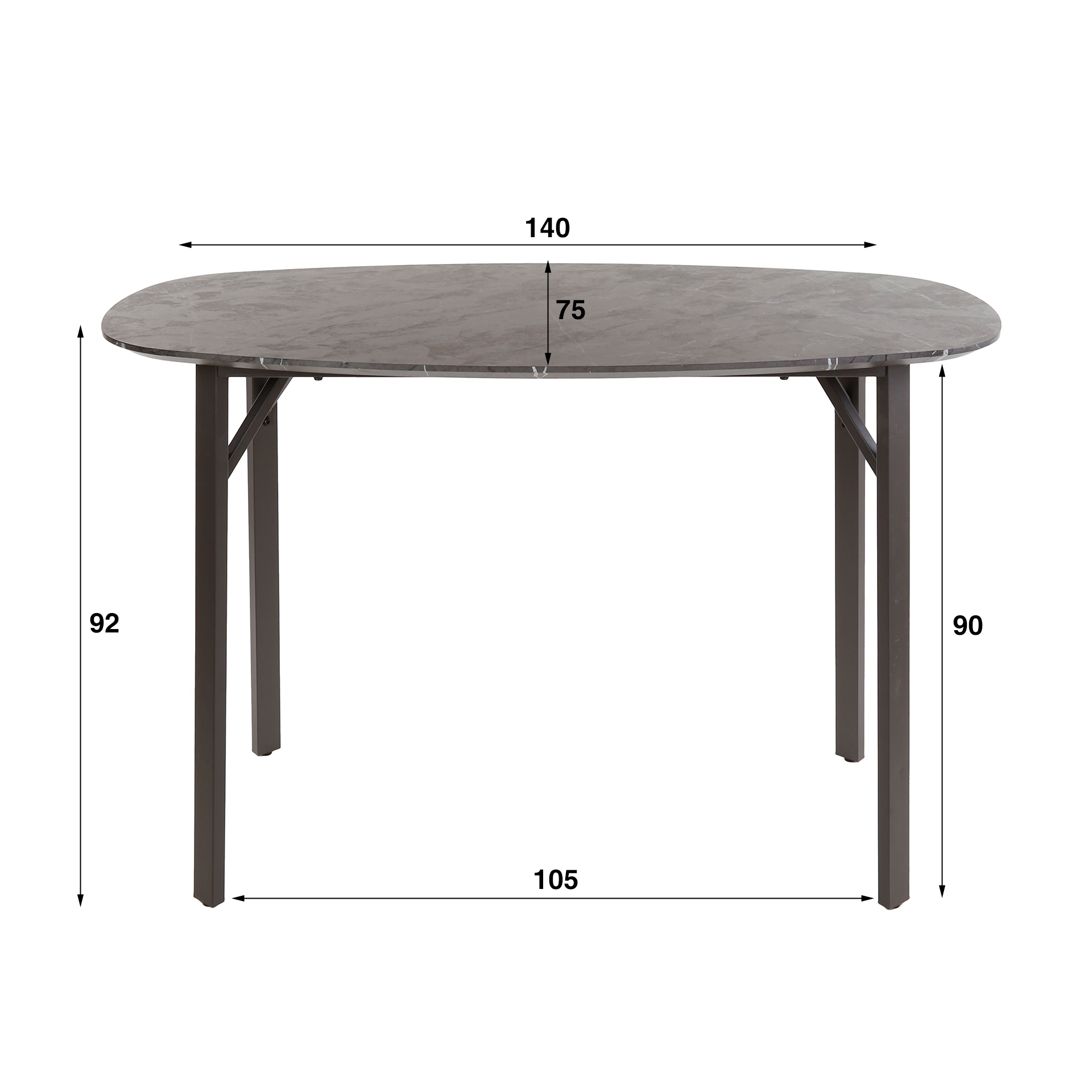 Bar table Onyx danish oval 140 cm - 3D melamine graphite