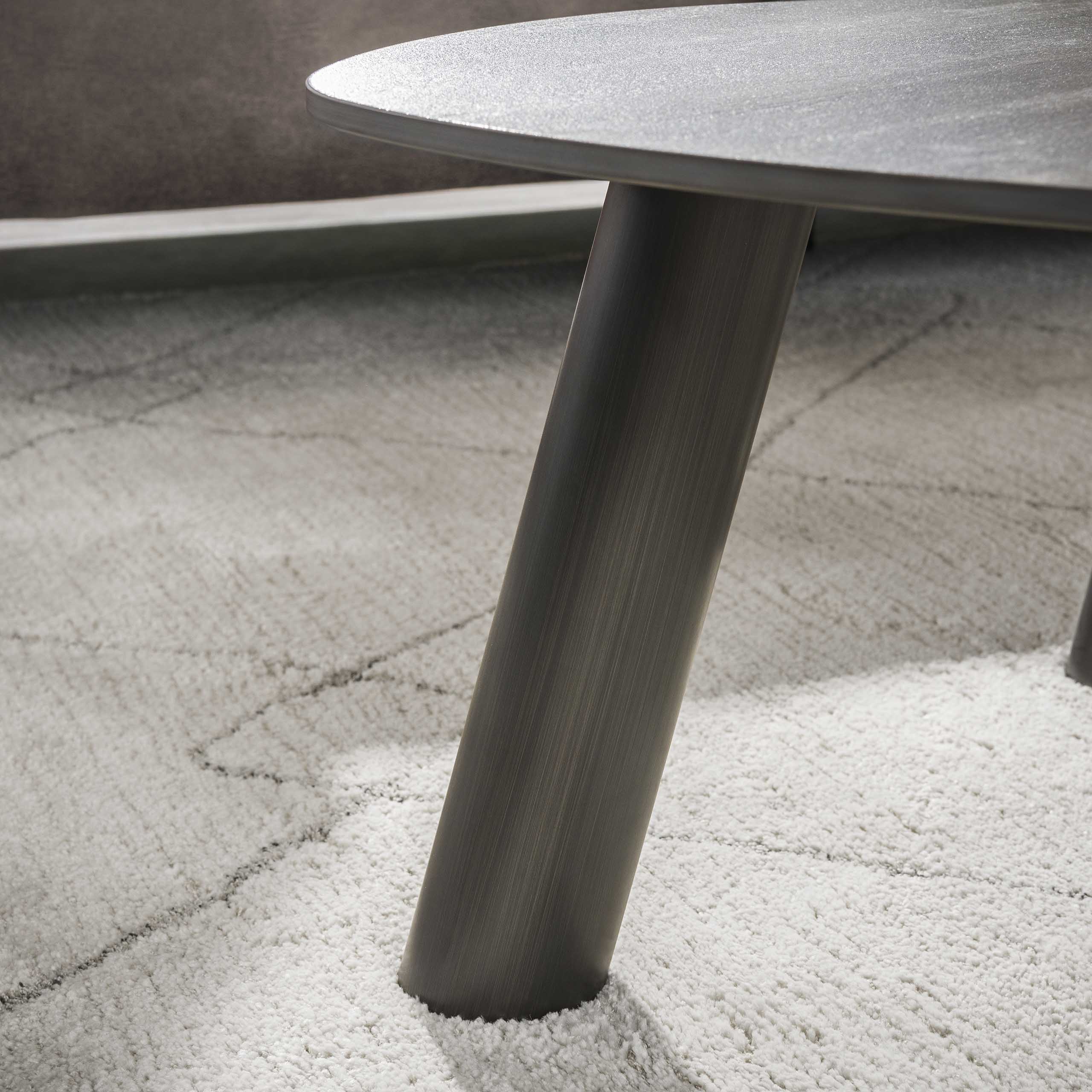 Coffee table Twin Log 3D ceramic travertine - Set of 2