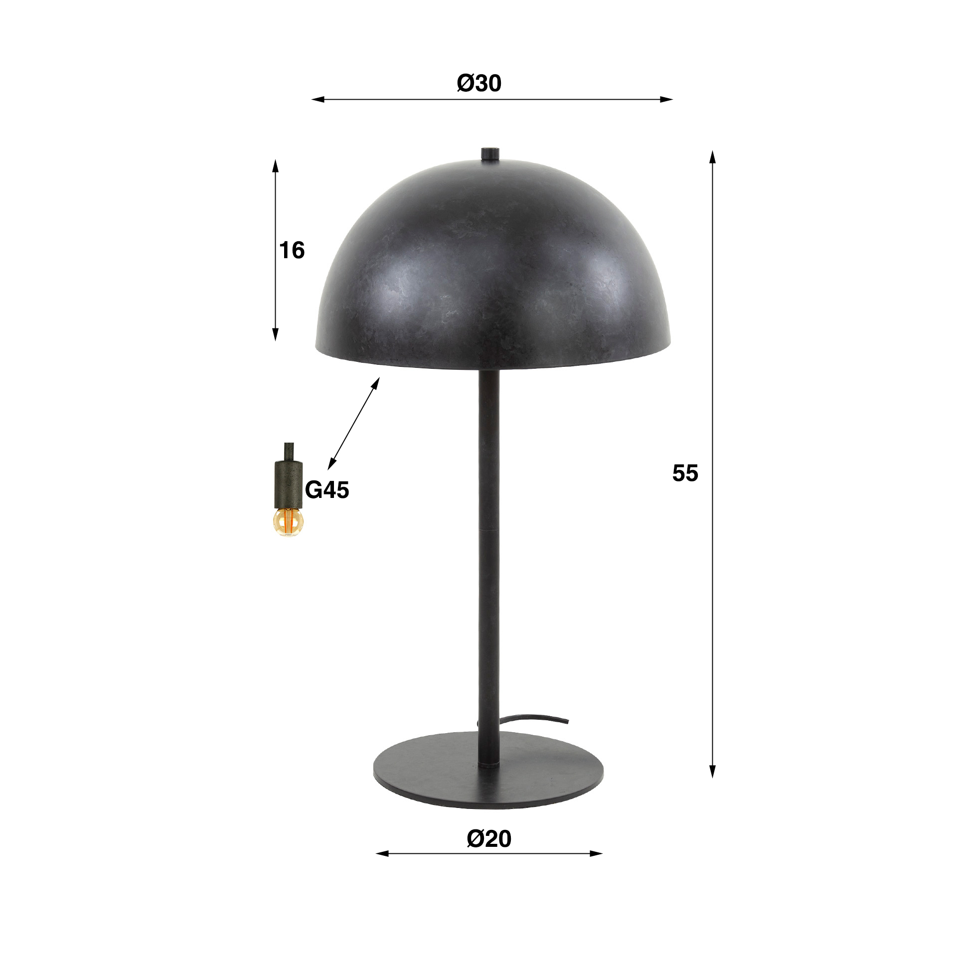 Table lamp 2L shield metal / Charcoal