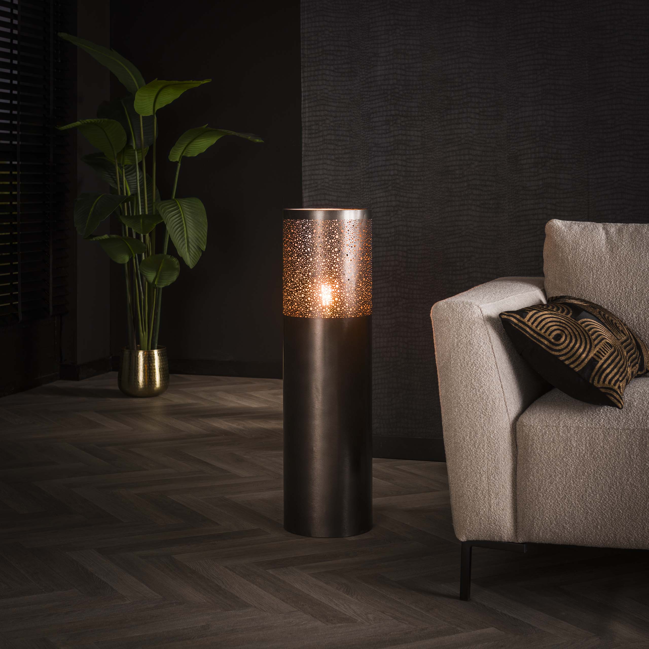 Floor lamp 1-light Cylinder Glow 90 cm - Black nickel
