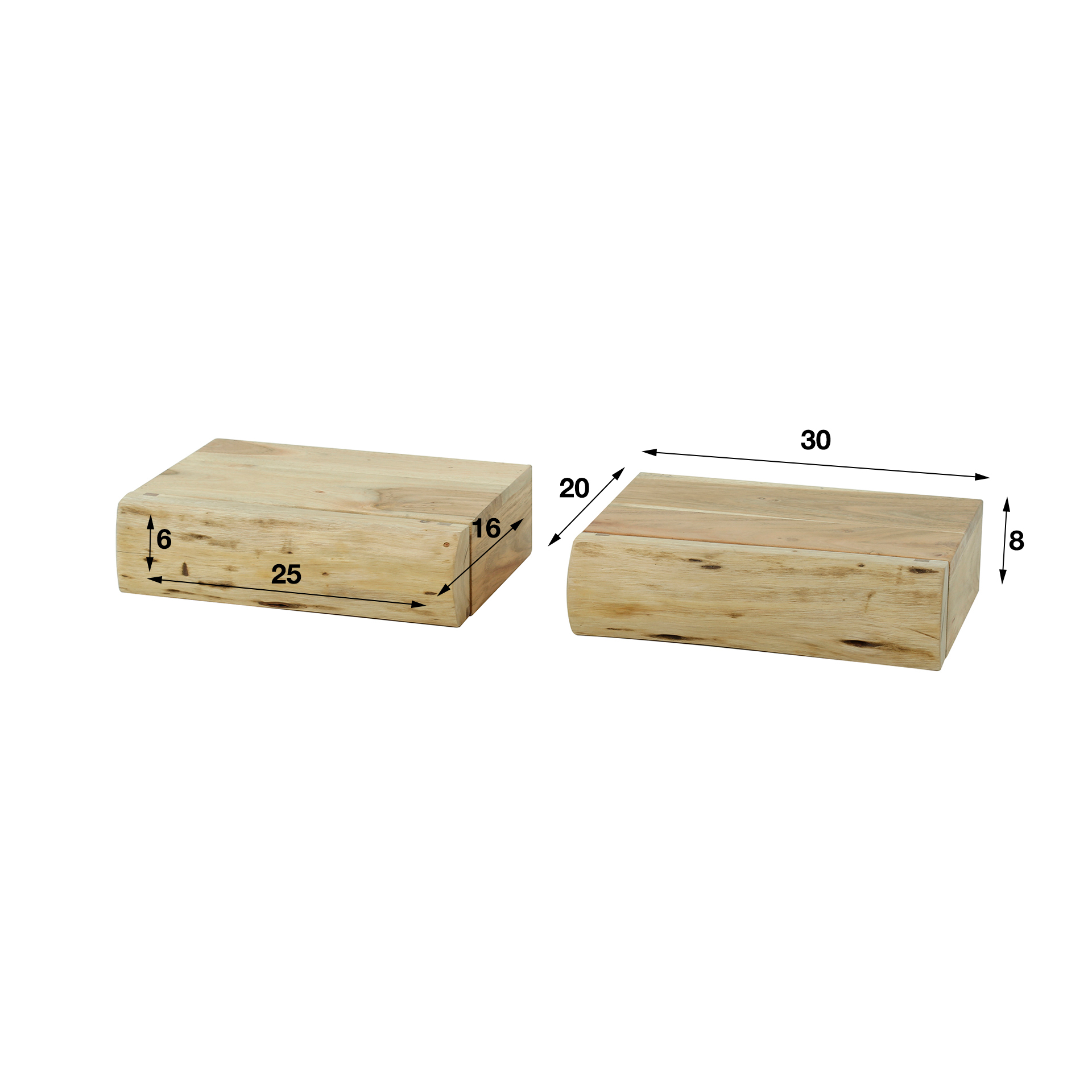 Mesita de noche Tree XS 1 cajón - juego de 2 - Acacia maciza