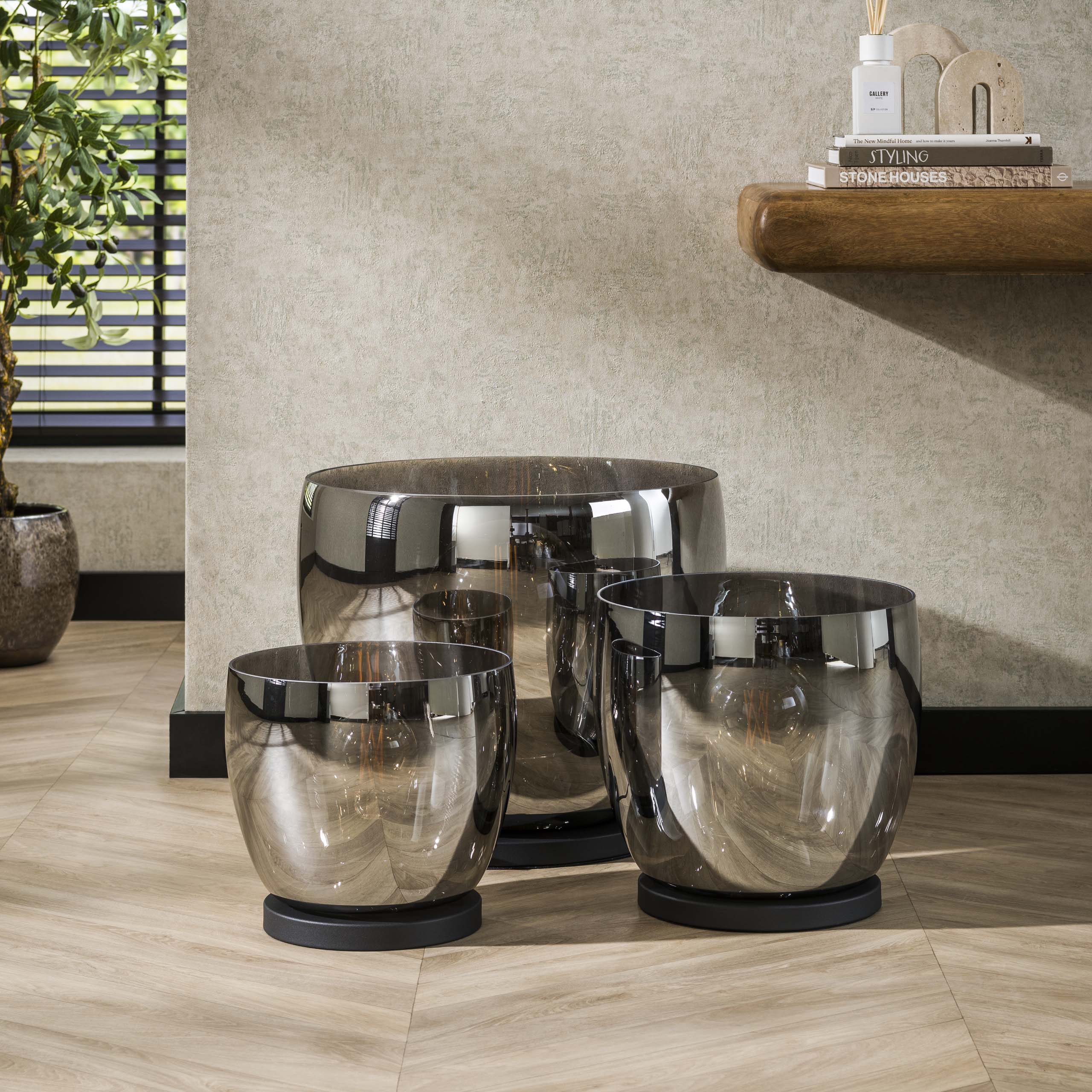 Floor lamp UP L 1-light - Smoke gray glass