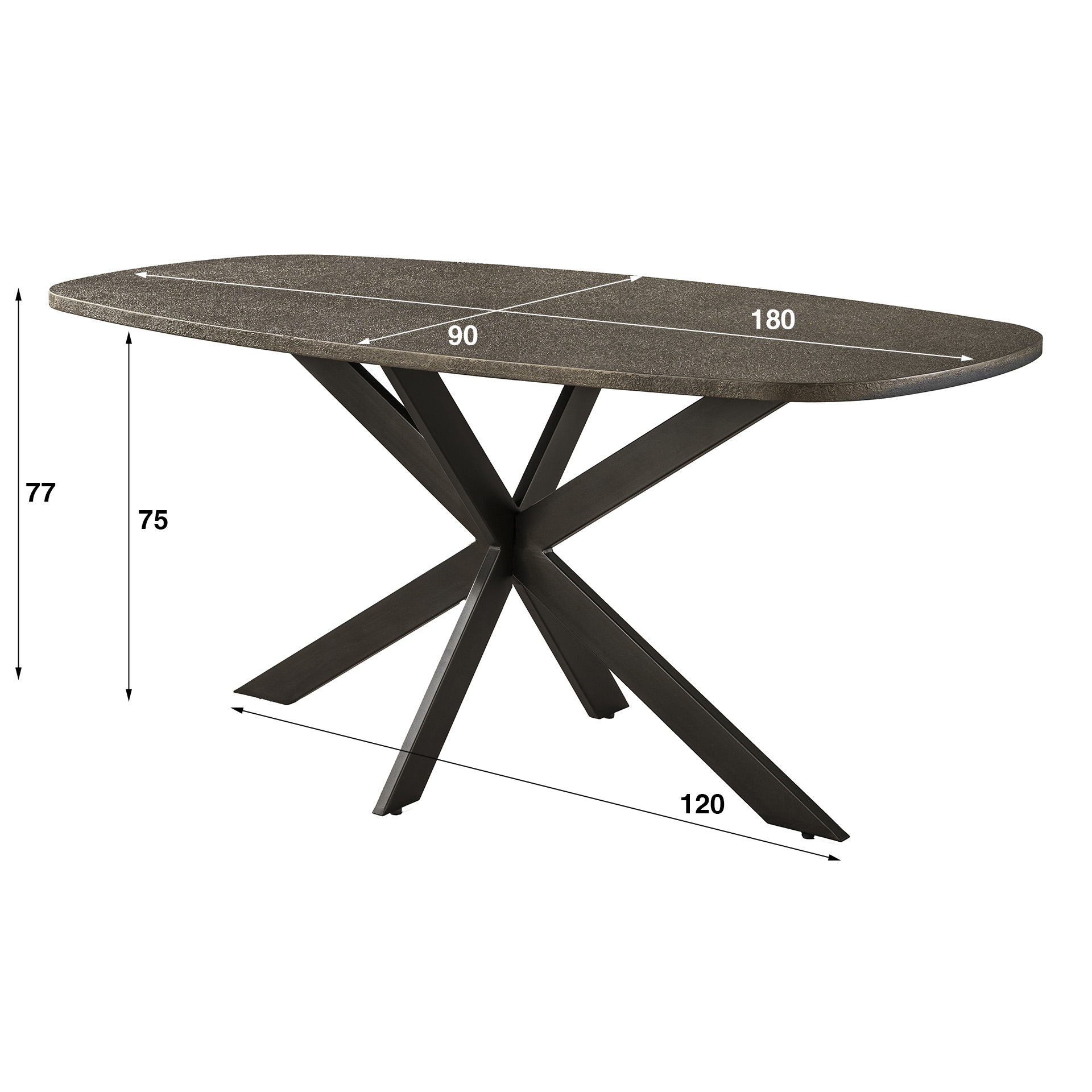 Bronvik Danish oval dining table 180 cm - Bronze Liquid Metal