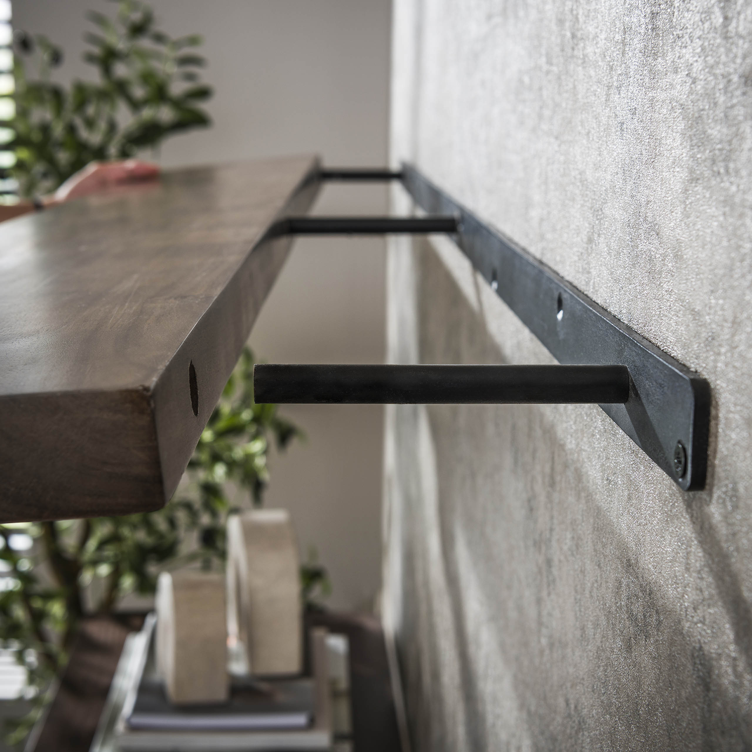 Wall shelf Carve 120 cm - Solid acacia brown