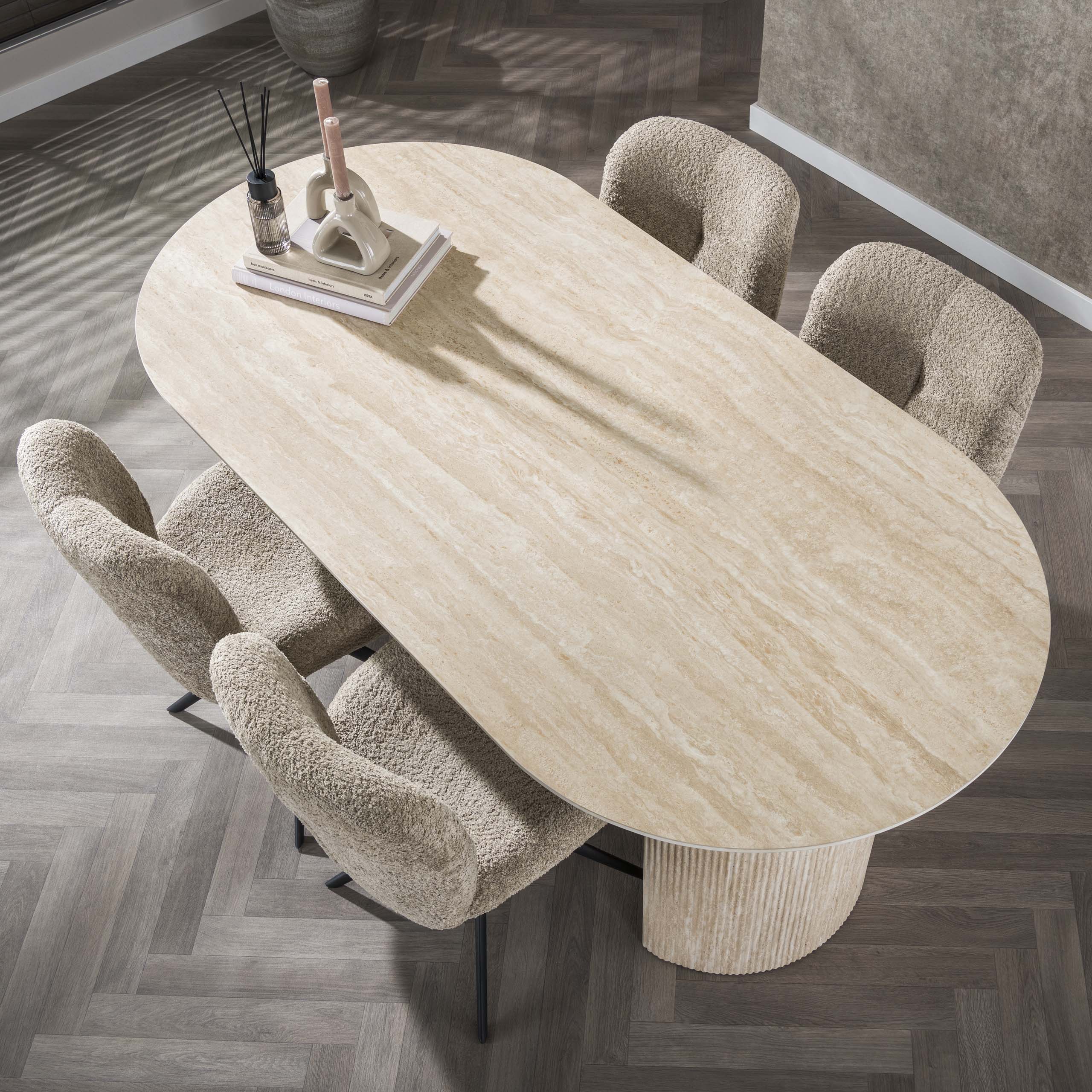 Romano Arch dining table flat oval 180 cm - Ceramic travertine