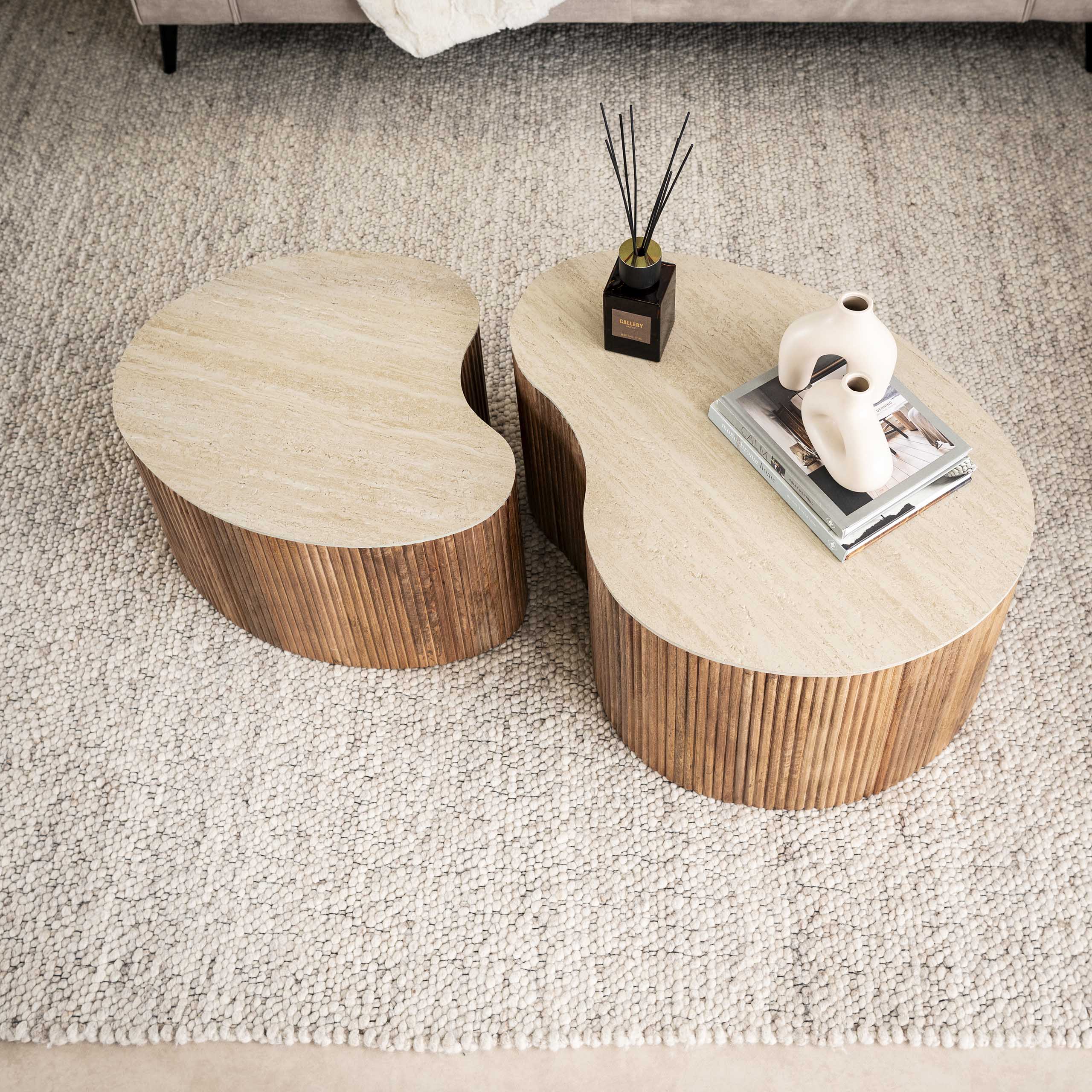 Coffee table Nuovo kidney shaped - Set of 2 - Solid mango