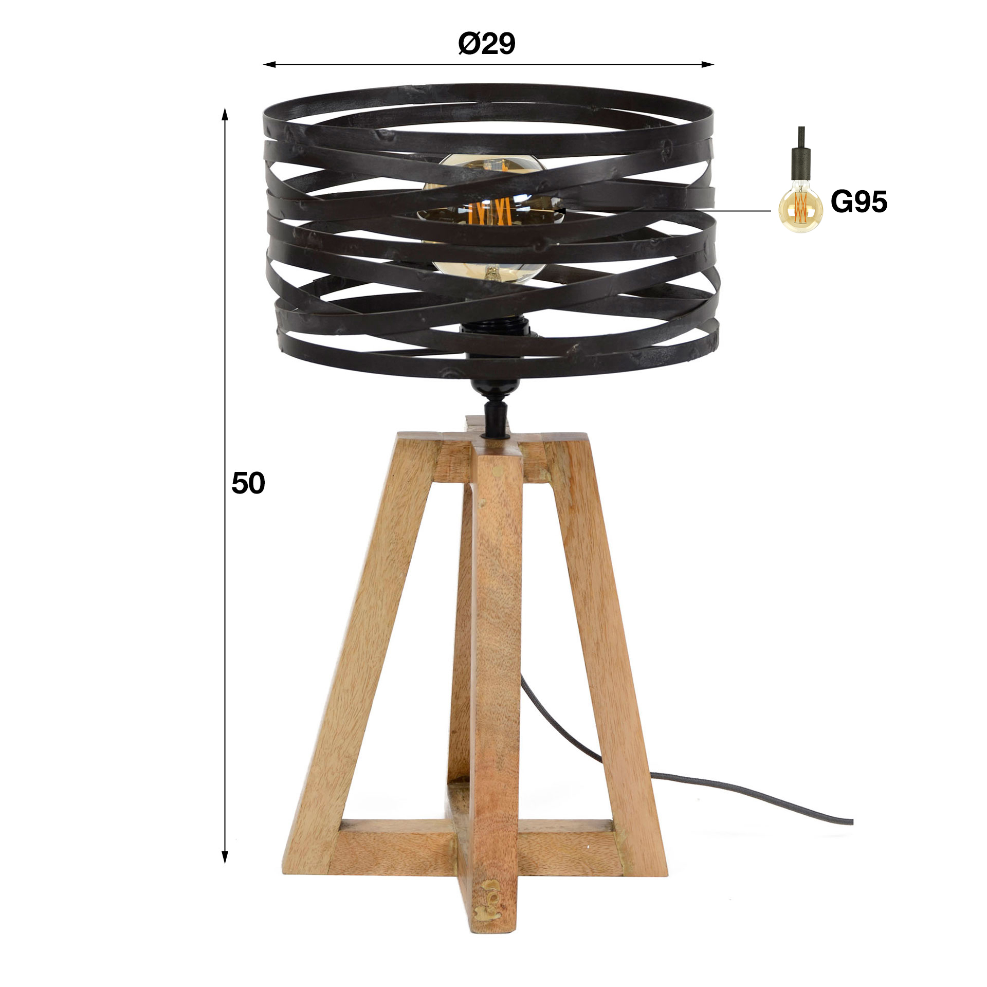 Table lamp twist wooden cross frame / Slate gray