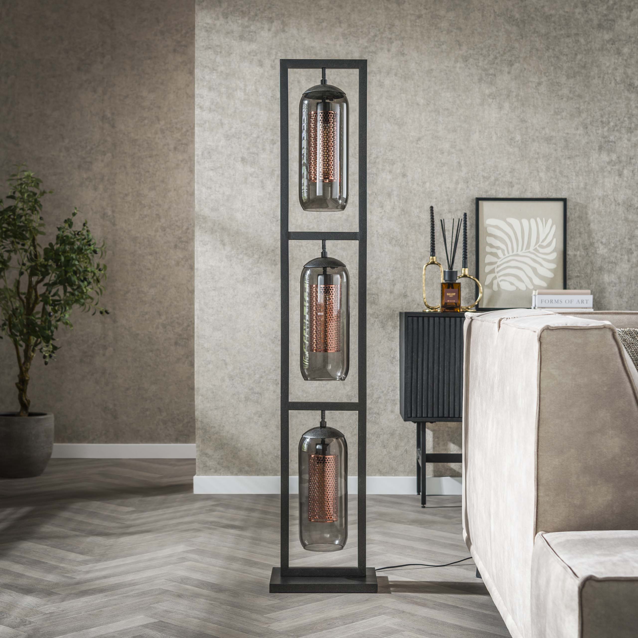Floor lamp Smoke Mesh 3-light - Artic black