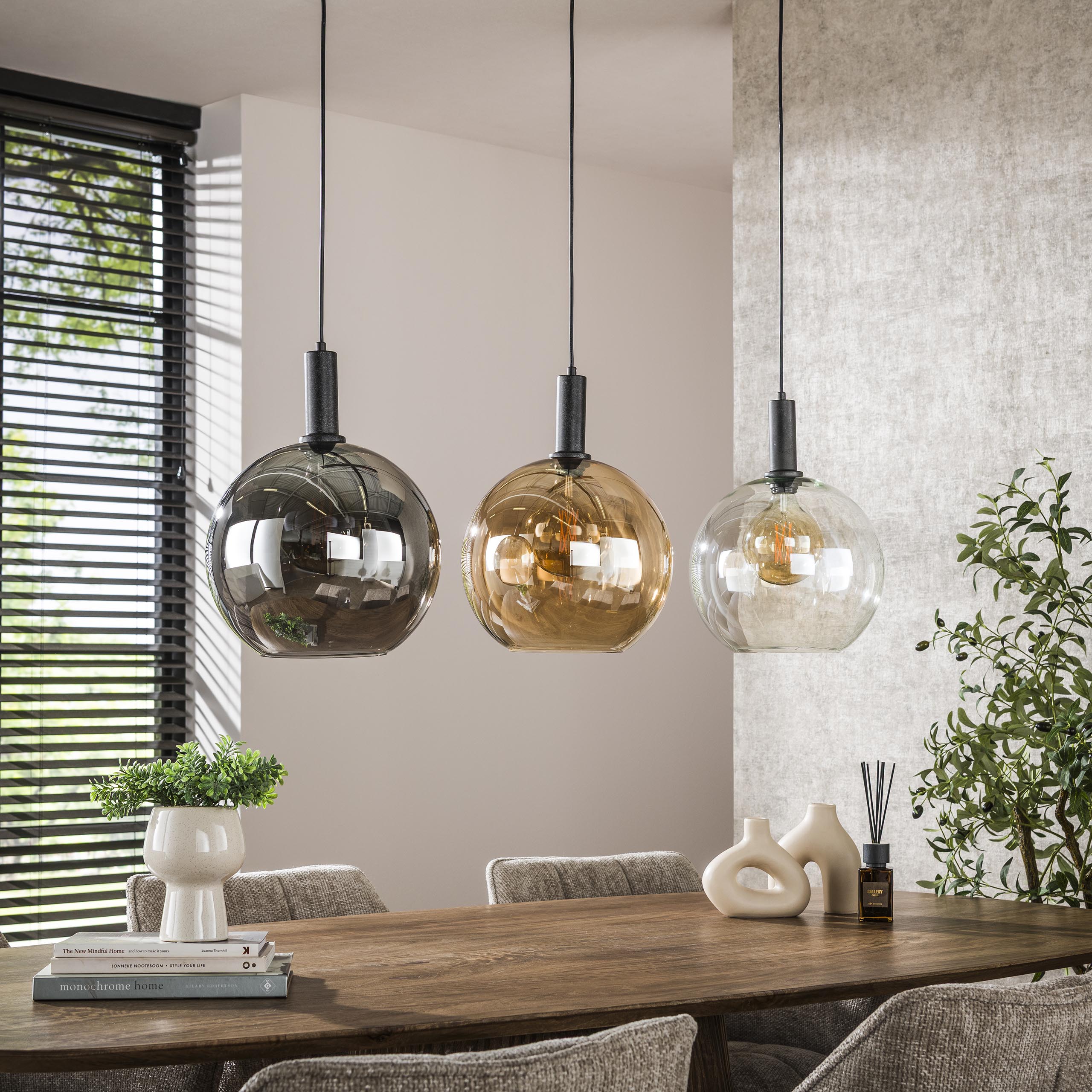 Hanging lamp Sfera Tricolore 3-light - Artic black