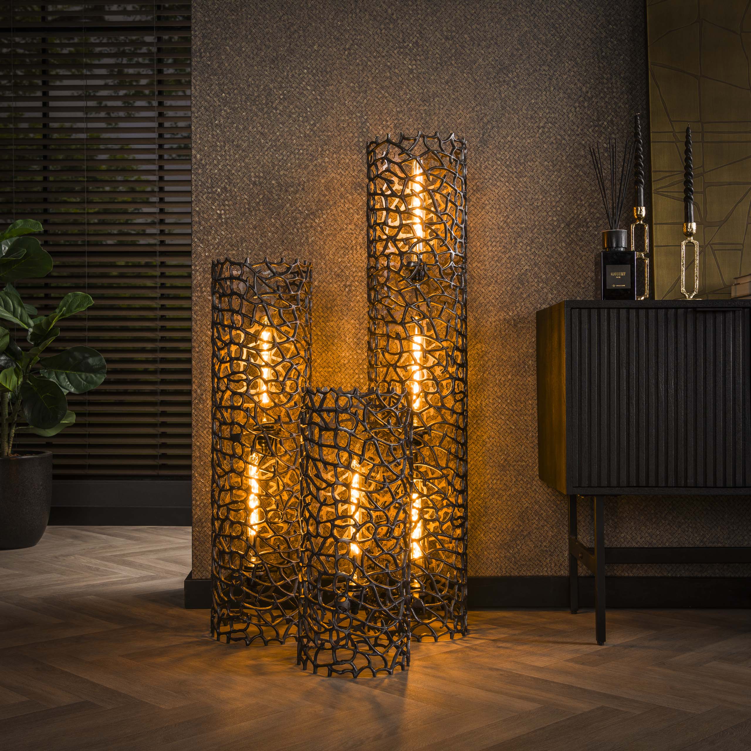 Floor lamp Weaver XL 3-light - Black nickel