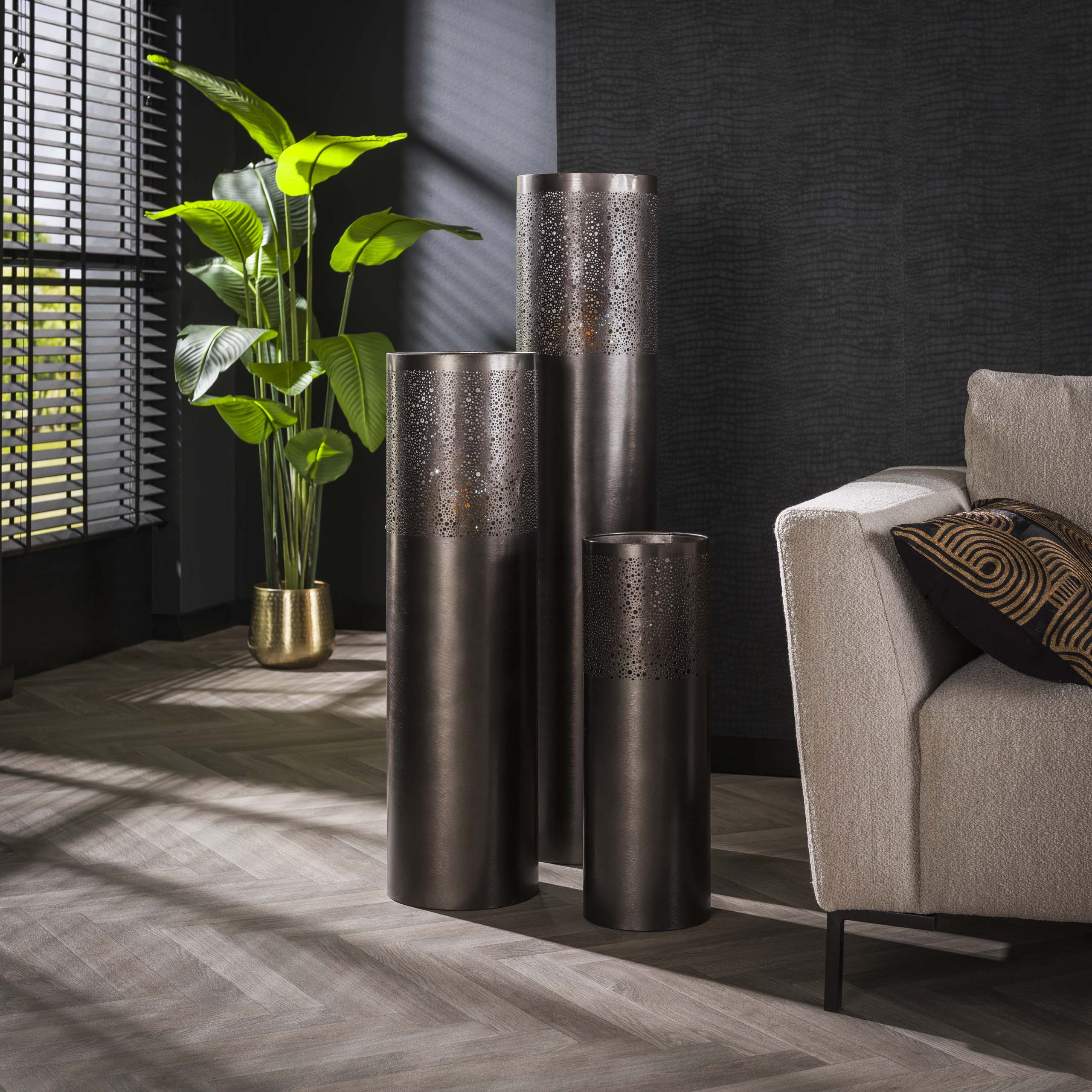 Floor lamp Cylinder Glow 1-light 60 cm - Black nickel