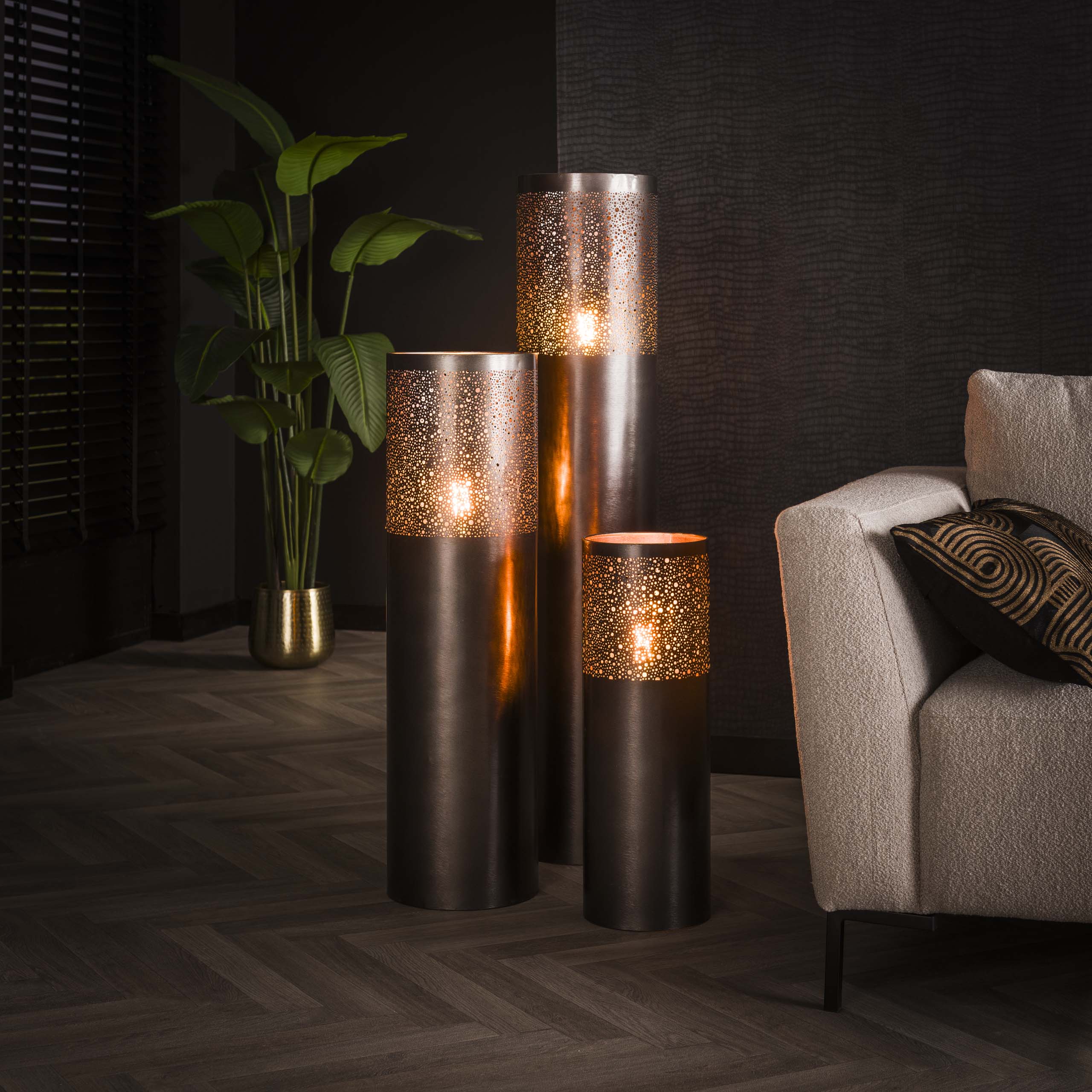 Floor lamp Cylinder Glow 1-light 60 cm - Black nickel