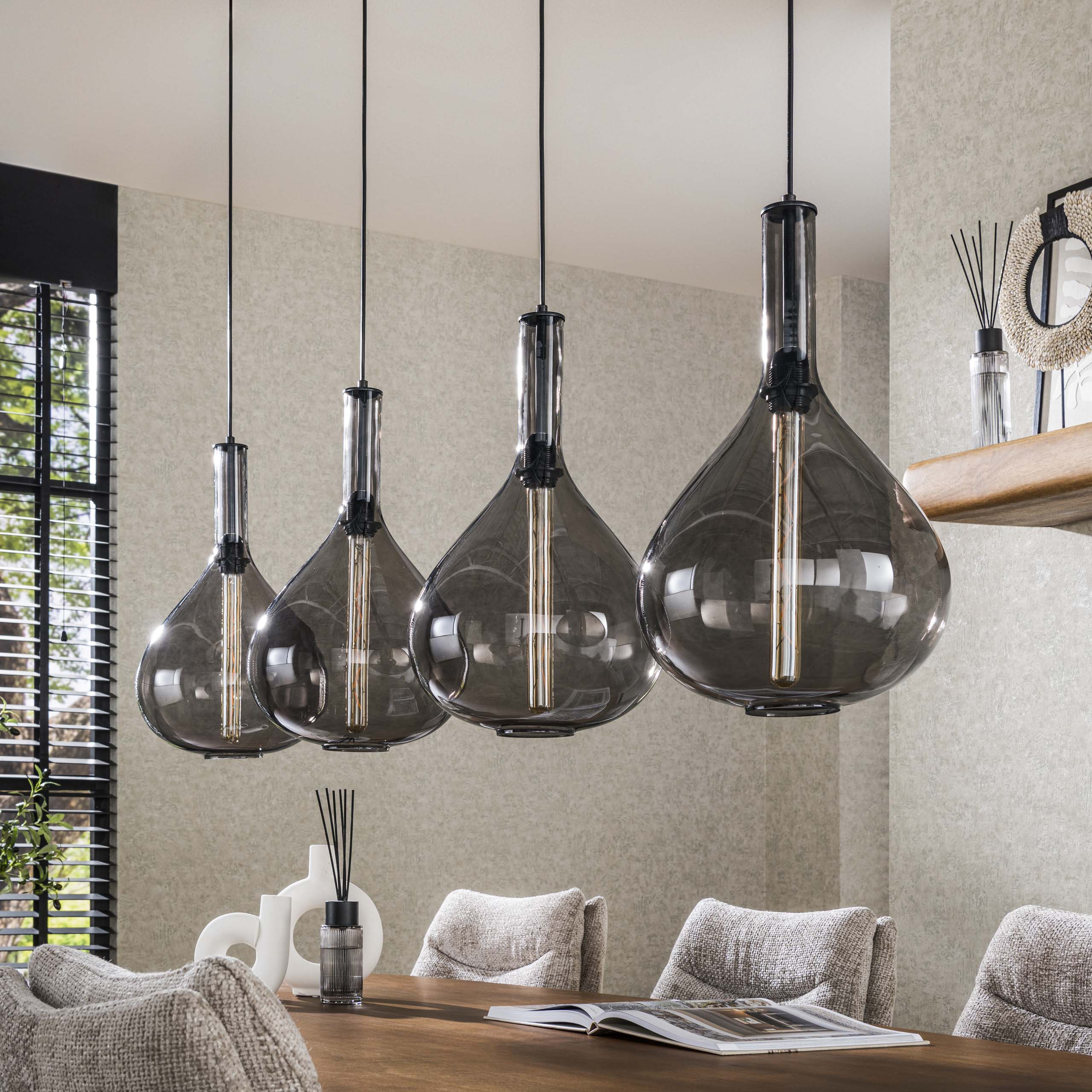 Hanging lamp 4L drop smoke glass / Artic black