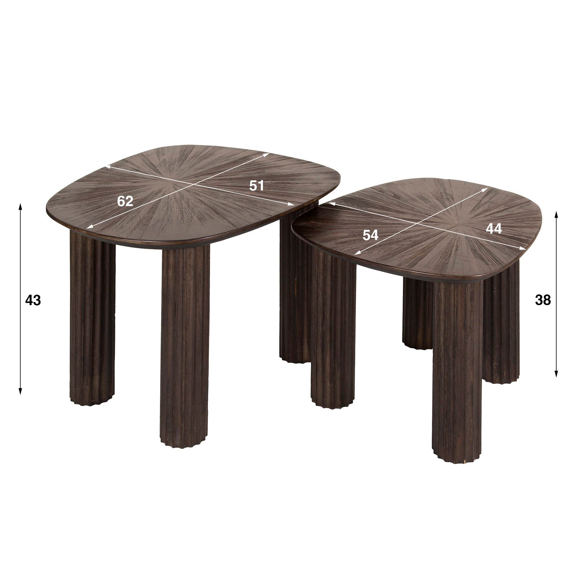 Coffee table Maya teak quadrangular - set of 2