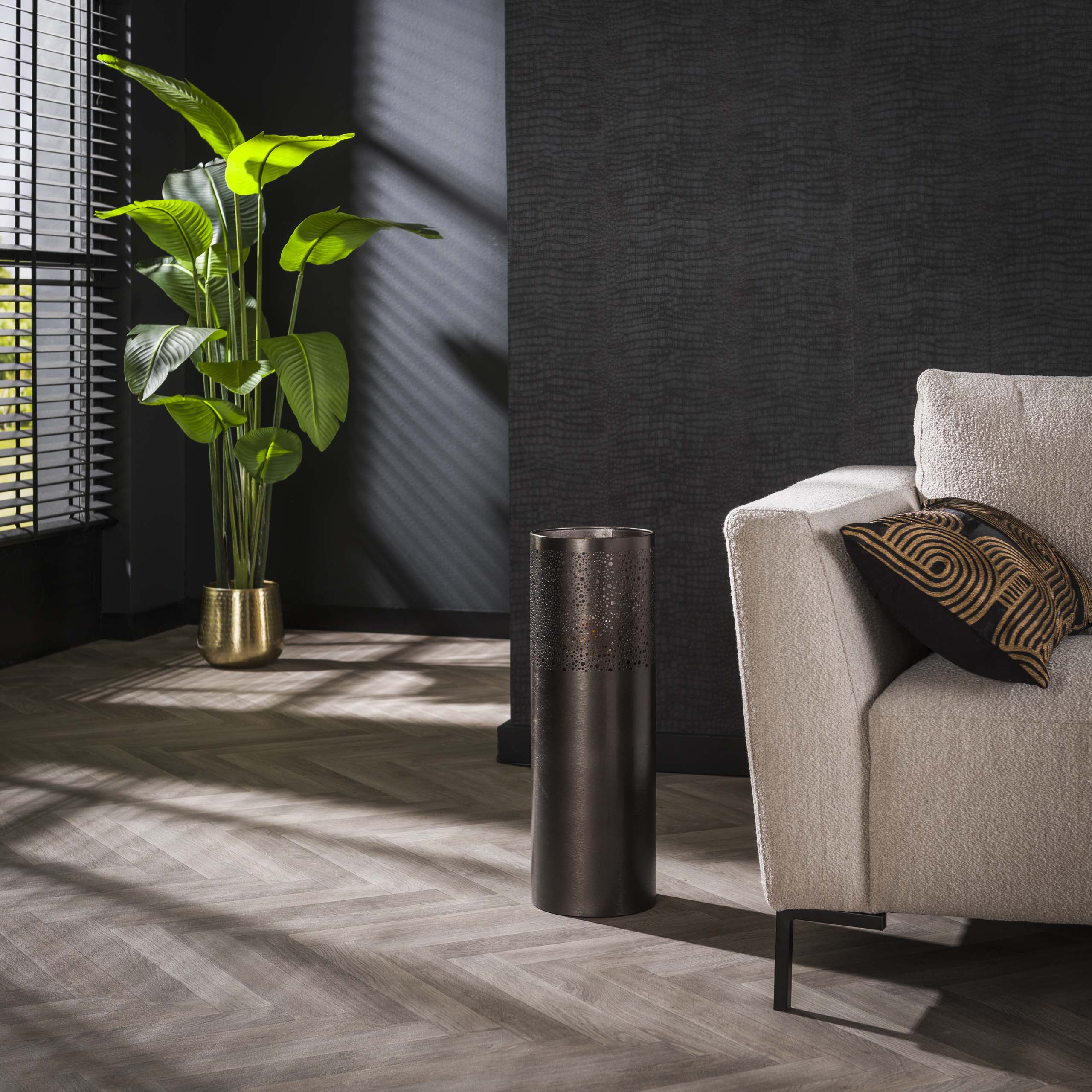 Floor lamp Cylinder Glow 1-light 60 cm - Black nickel