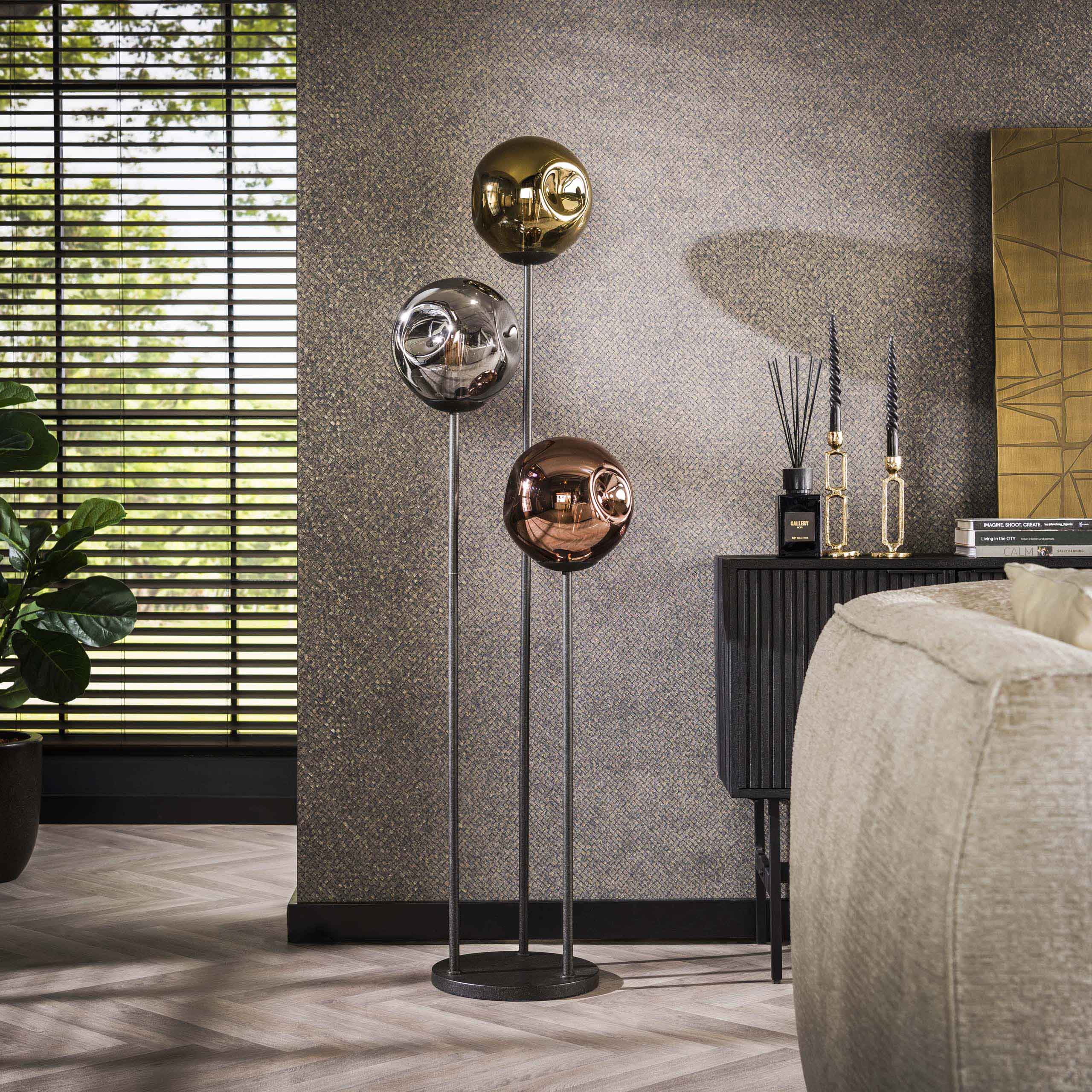 Floor lamp Stellar stepped 3-light - Artic black