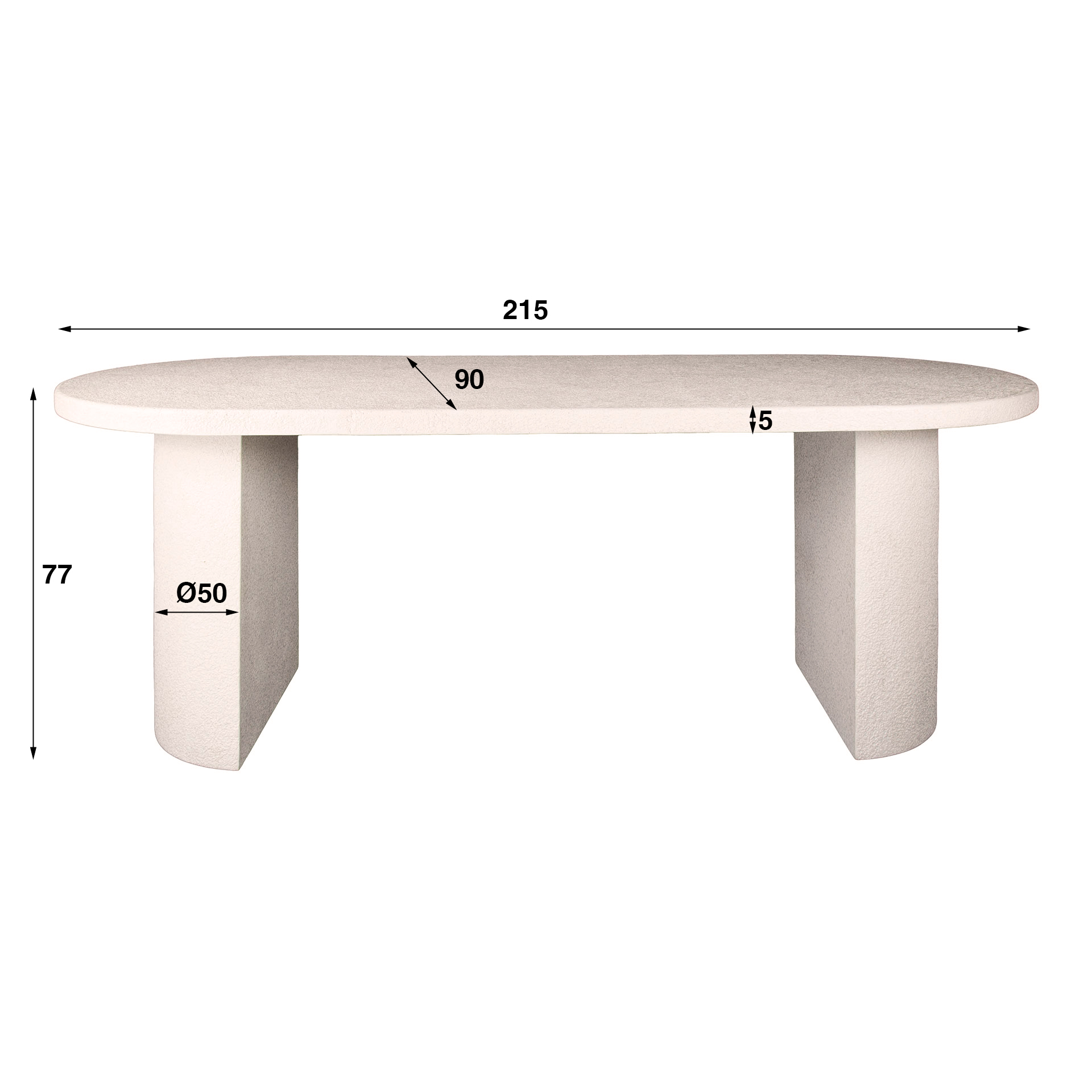 Dining room table arch stone 215x90cm / Marble composite