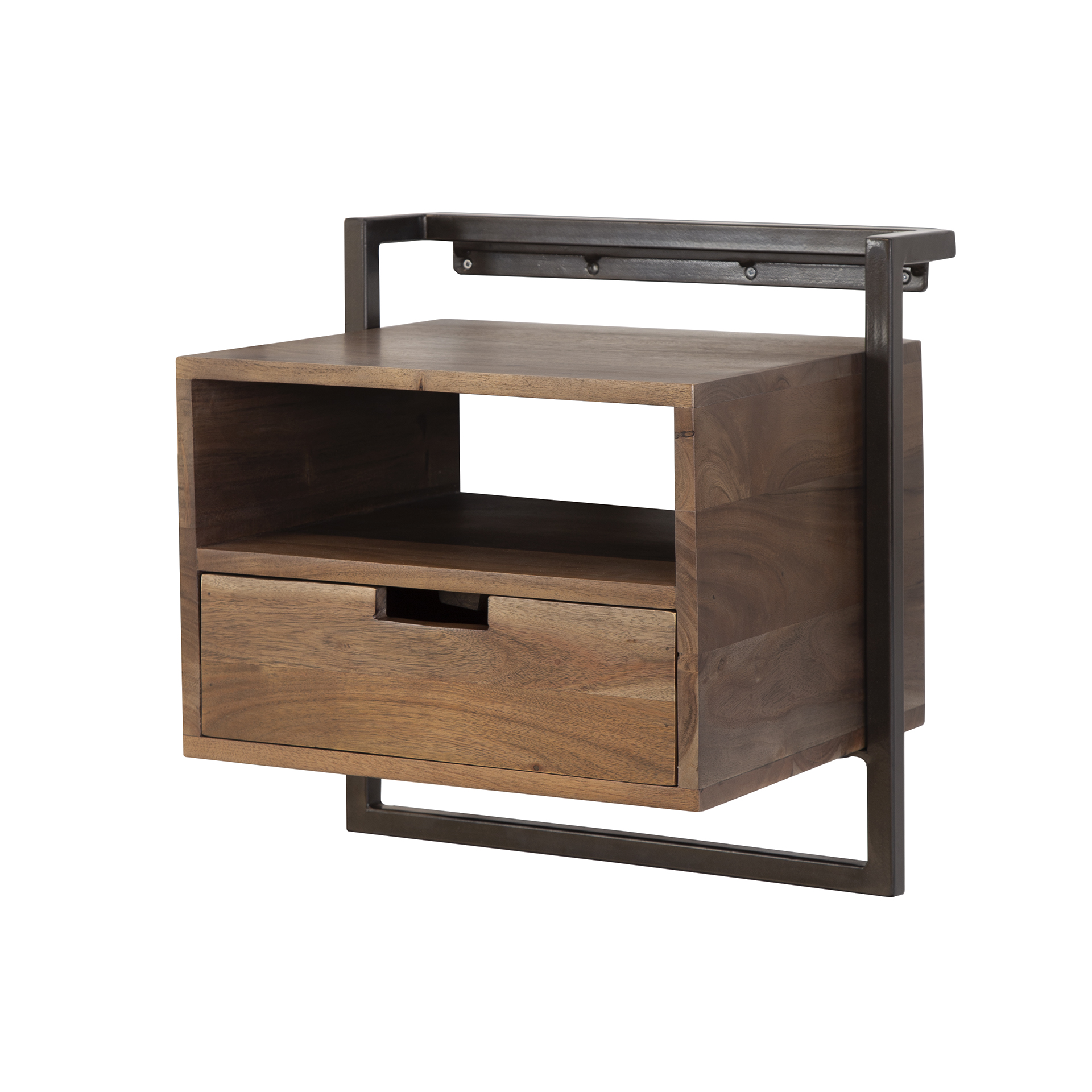 Bedside table Air Solid 1 drawer - Solid acacia brown