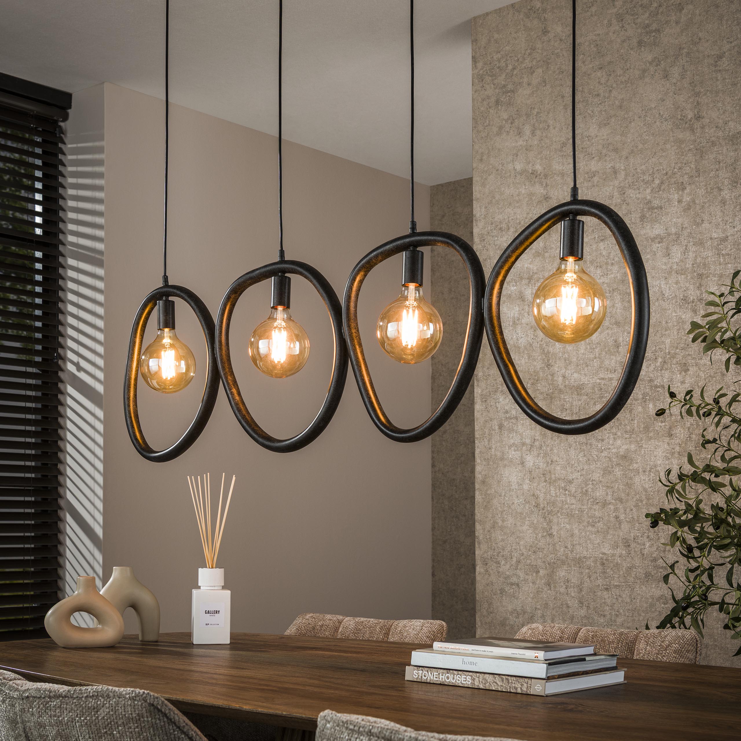 Hanging lamp Pebble 4-light - Artic black