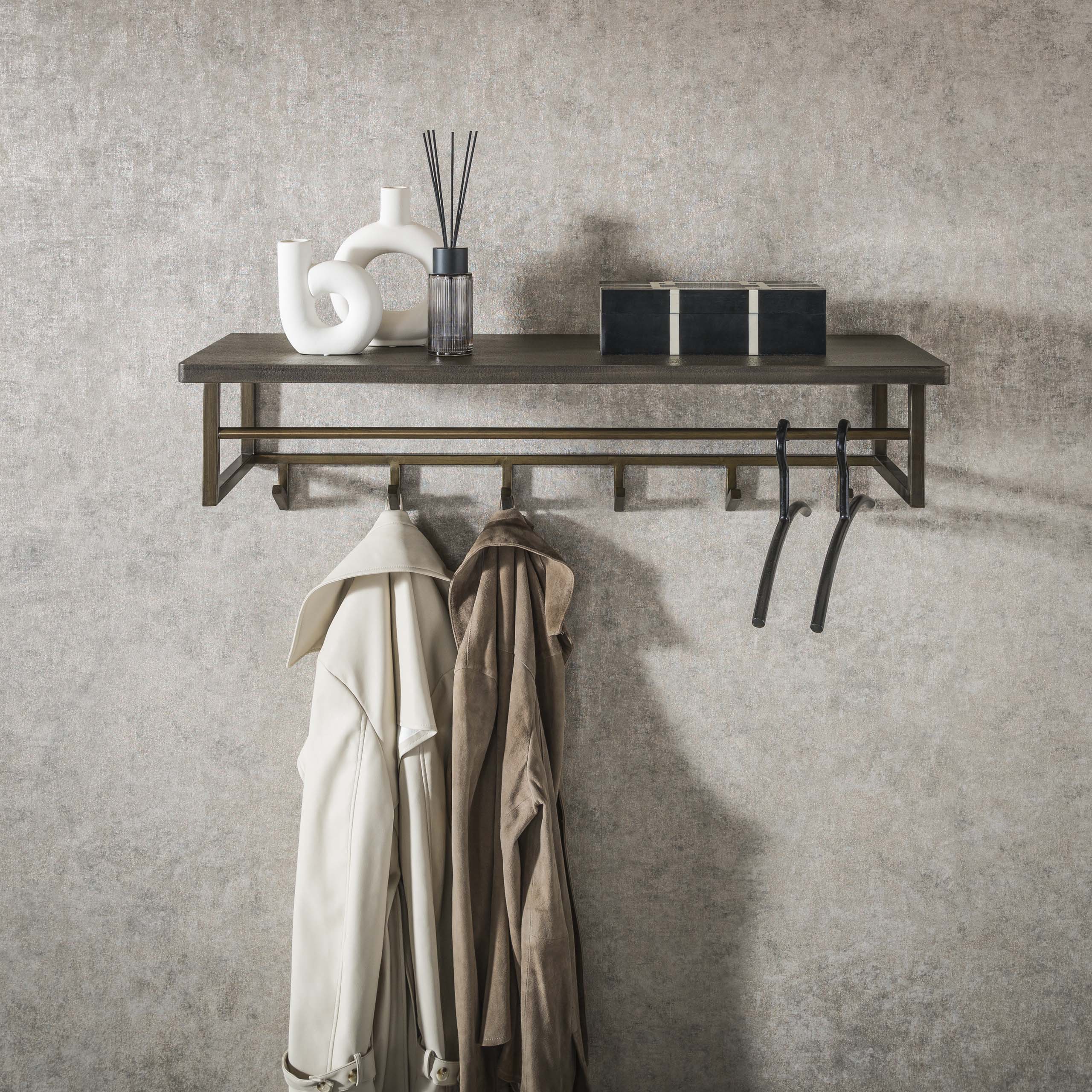 Coat rack Ferro 6 hooks hat shelf / Bronze antique