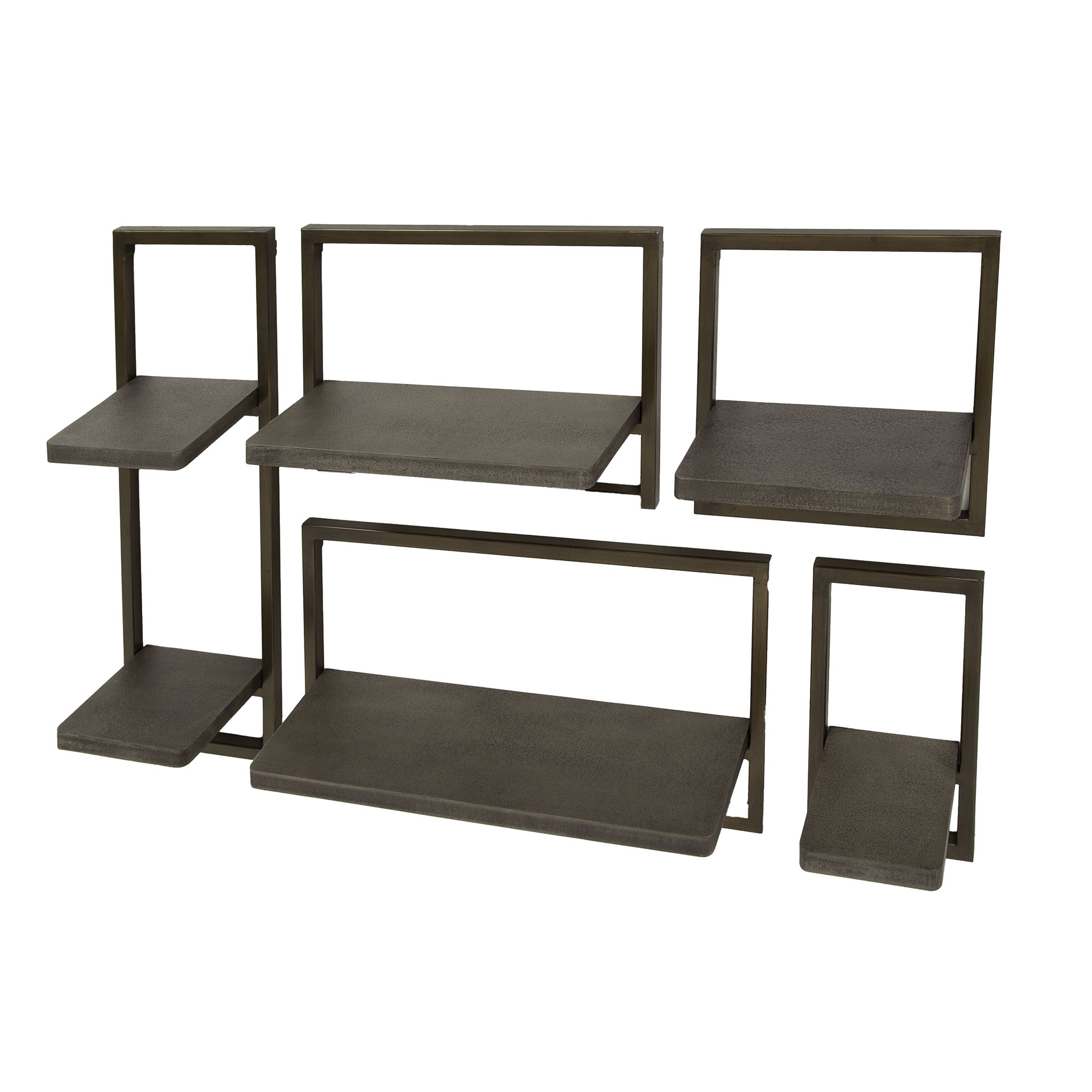 Wall shelf set/5 Ferro / Bronze antique