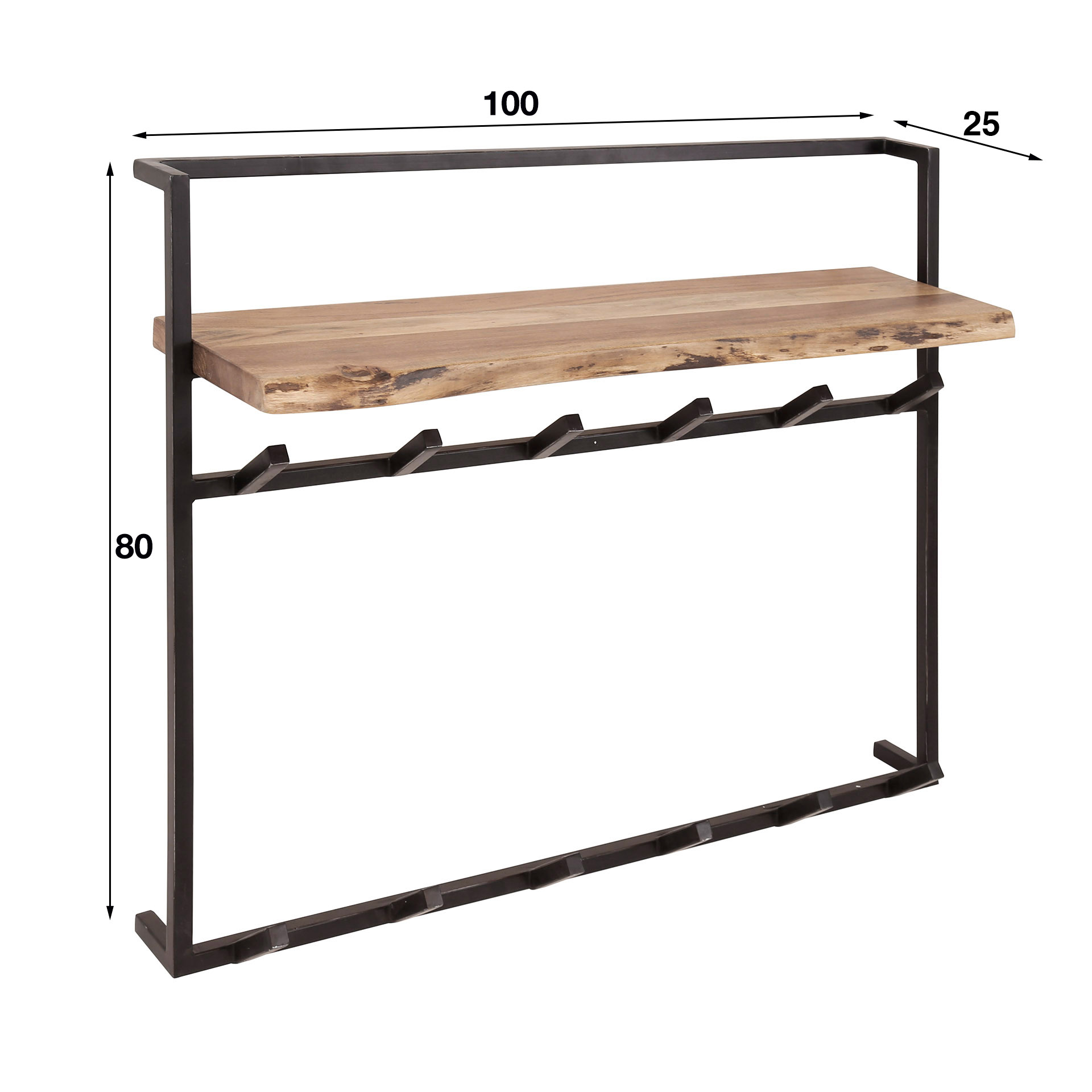 Coat rack air solid 12 hooks parcel shelf / Solid acacia natural
