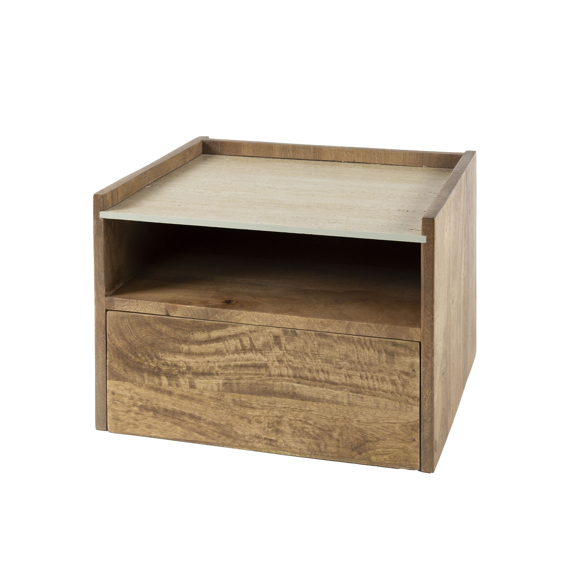 Nuovo floating bedside table - 1 drawer - Solid mango sand color