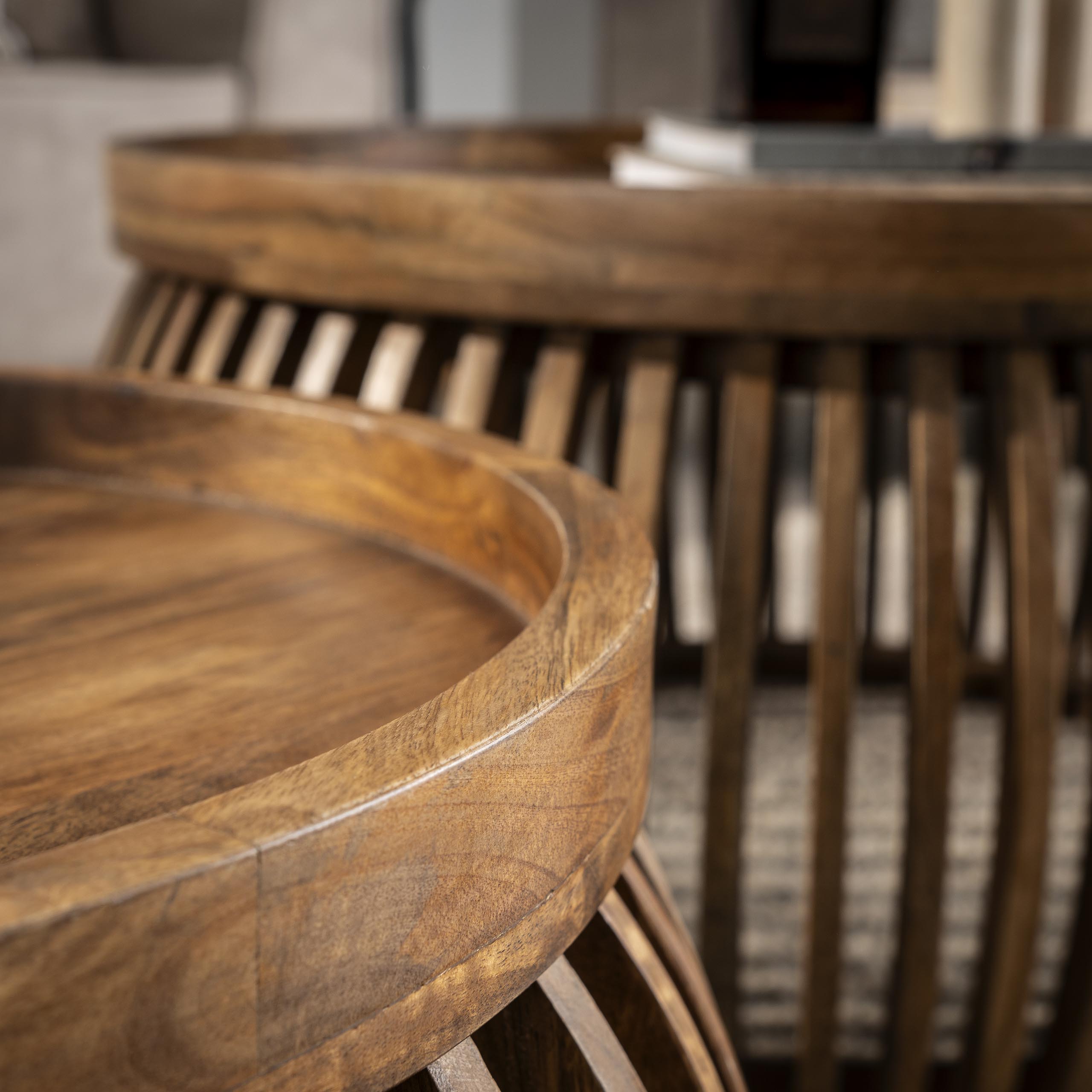 Coffee table Tweak Curve - set of 2 - Solid mango sand