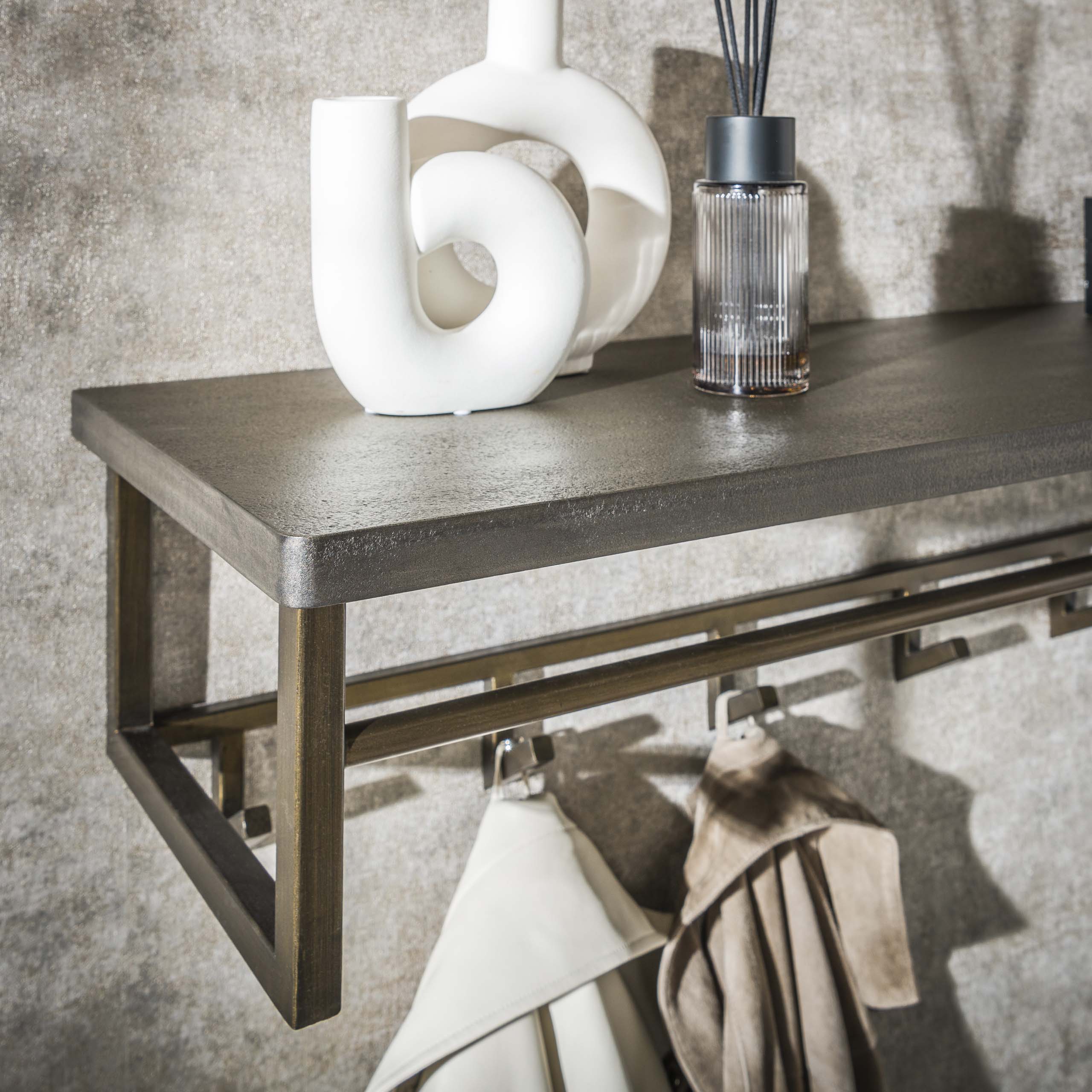 Coat rack Ferro 6 hooks hat shelf / Bronze antique