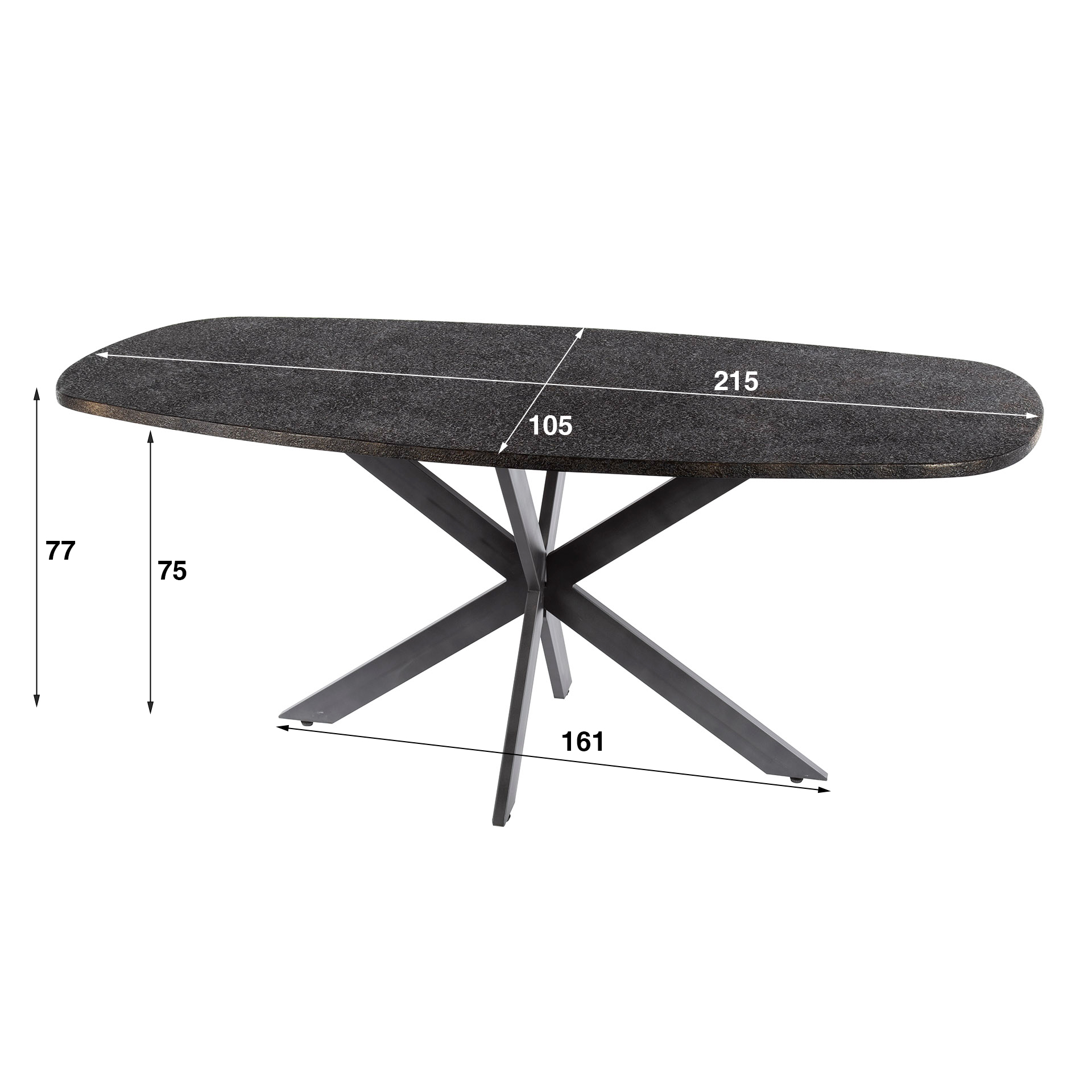 Dining table Metallic Danish oval 215 cm - Gray