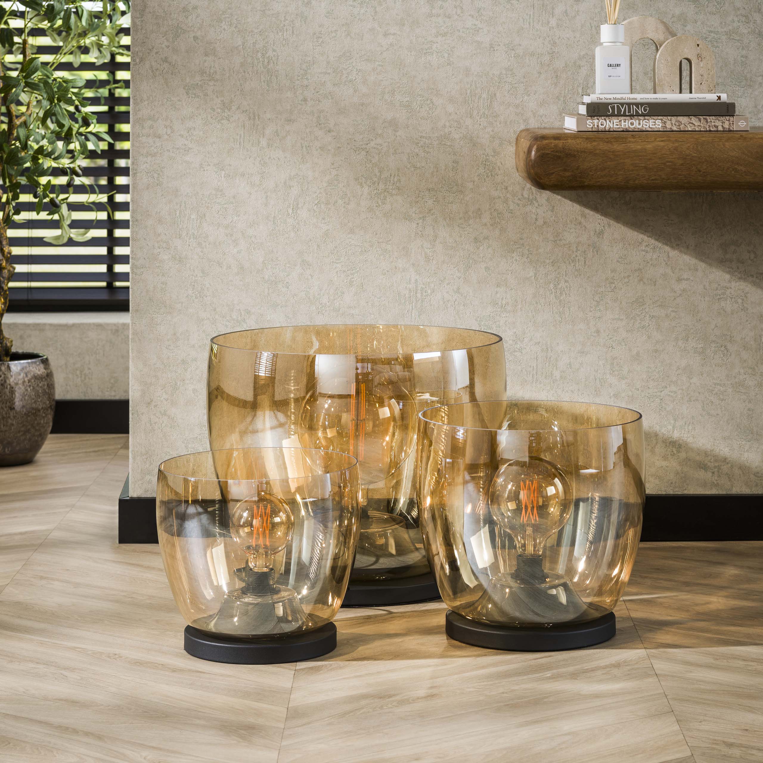 Floor lamp UP L 1-light - Amber glass