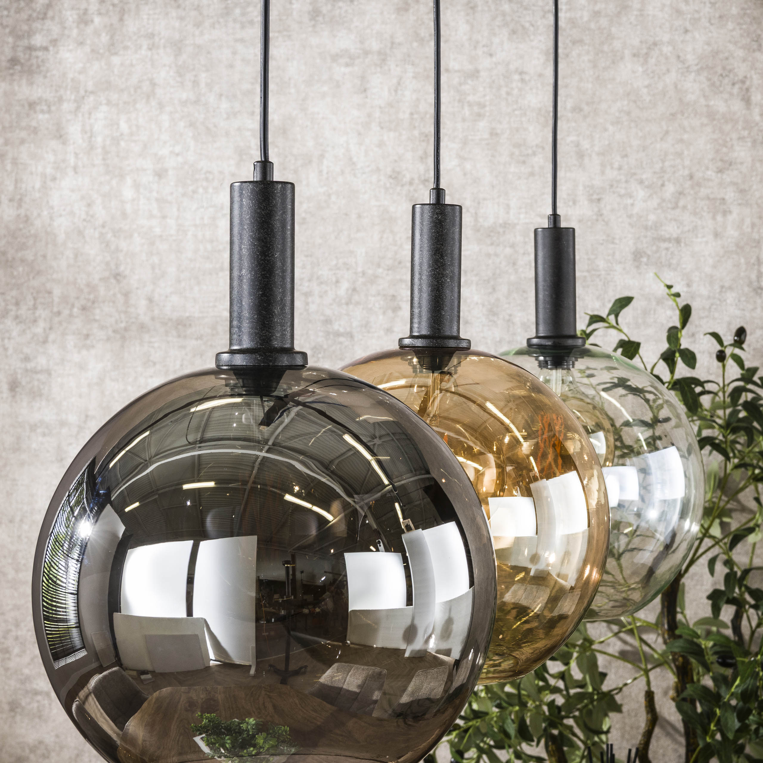 Lámpara colgante Sfera Tricolore 3 luces - Negro ártico